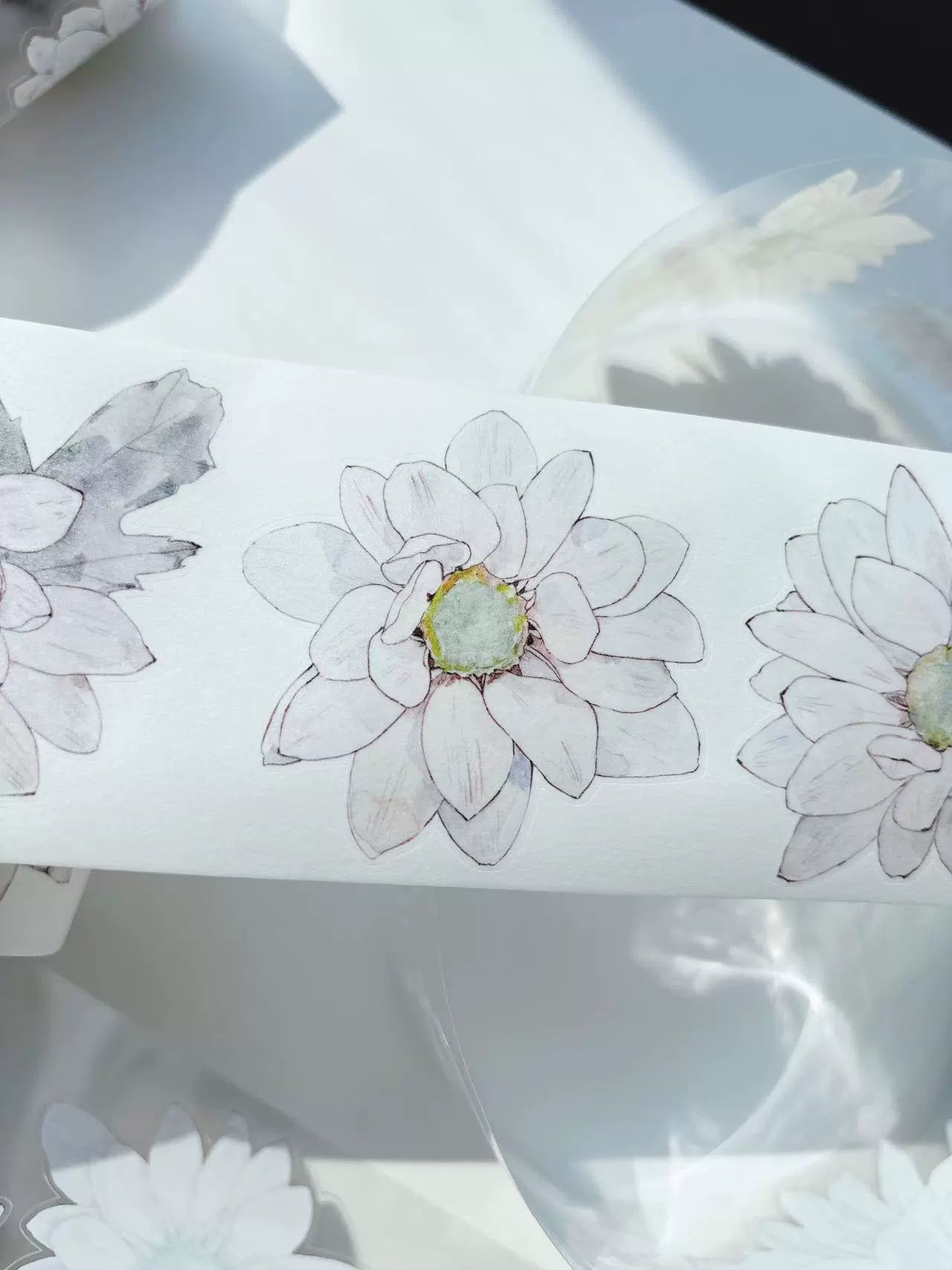 Kaixiaoxun Vol10【Soft Mist Powder】 Pre-Cut Long Loop Flower Background Washi/Matte PET Tape for Scrapbook Supplies,Junk Journal Supplies