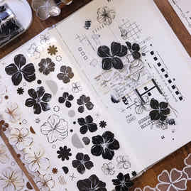 XiaoBaiJia 【Dazzling Colors】Orginal Design Washi/Pet Tape Light Retro Landscaping Stickers,for Scrapbook Supplies,Scrapbook Tape Stickers,Junk Journal Supplies