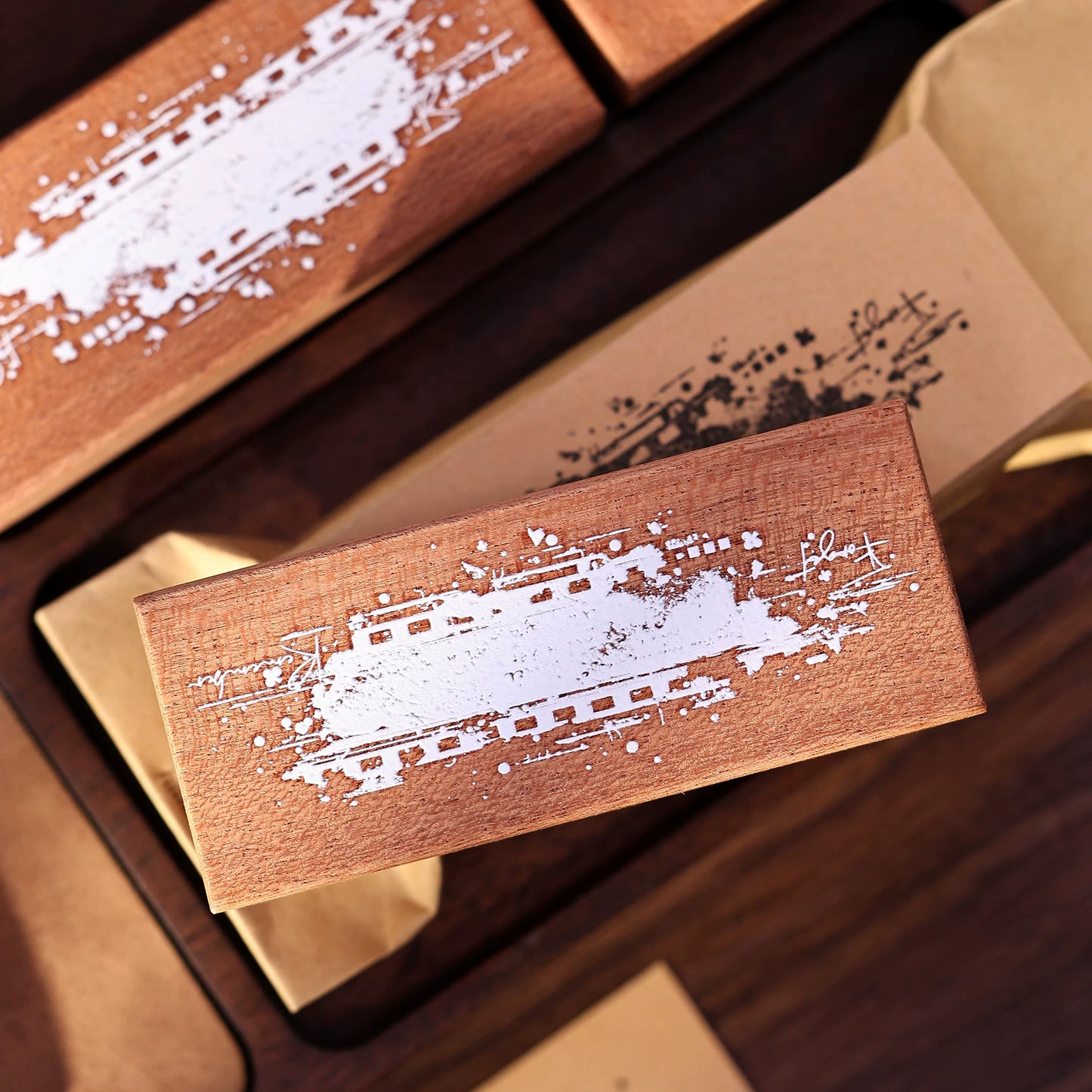 XiaoBaiJia【Basic Salt Backgroud Stamp】Imported Shabili Red Rubber and Maple Wood Stamp