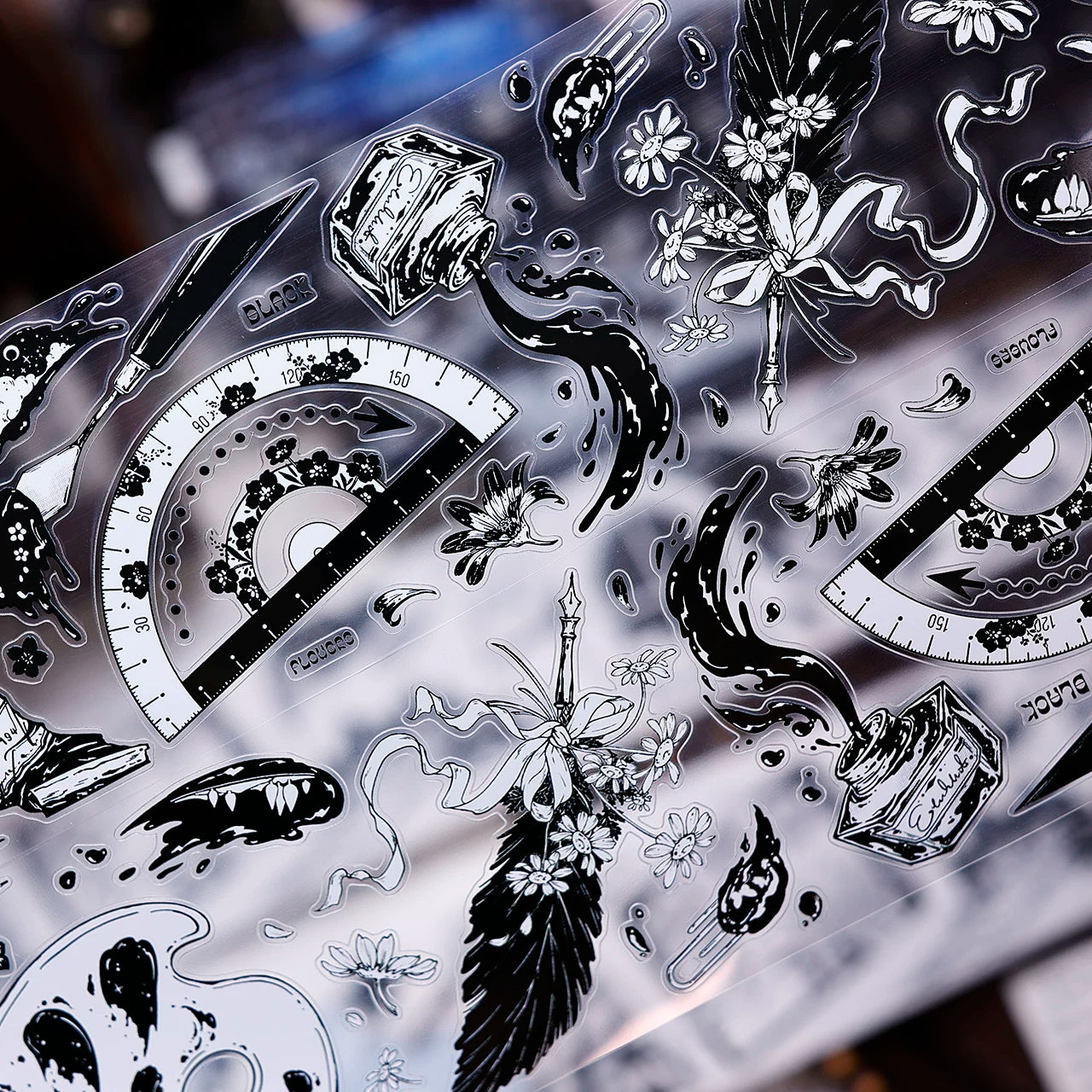 XiaoBaiJia Salt Series【Black and White Art World】Pre-cut Orginal Design Washi/Pet Tape Light Retro Stickers