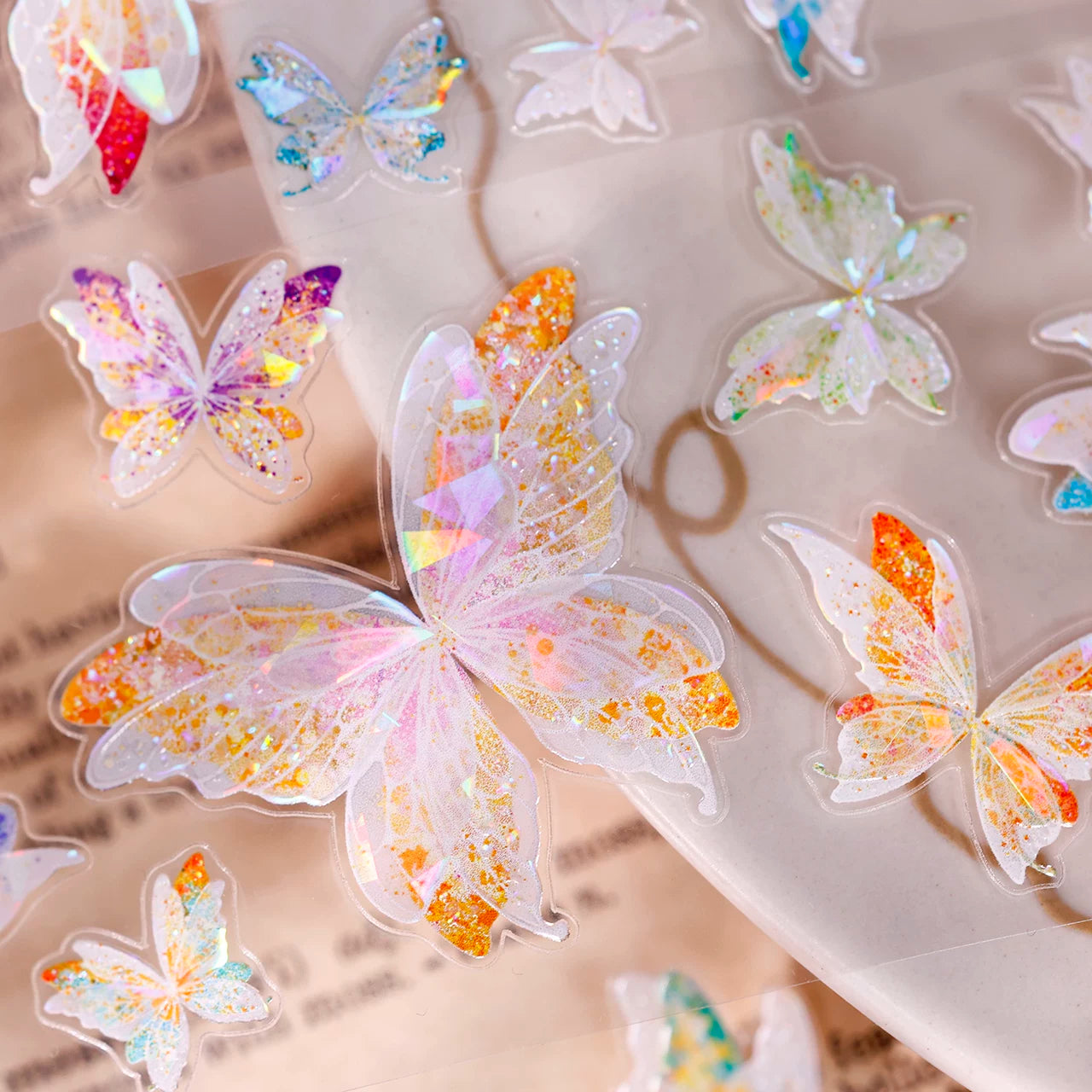 XiaoBaiJia【Liuli Butterfly Dance】Pre-cut Orginal Design Washi Pet Tape Light Retro Stickers