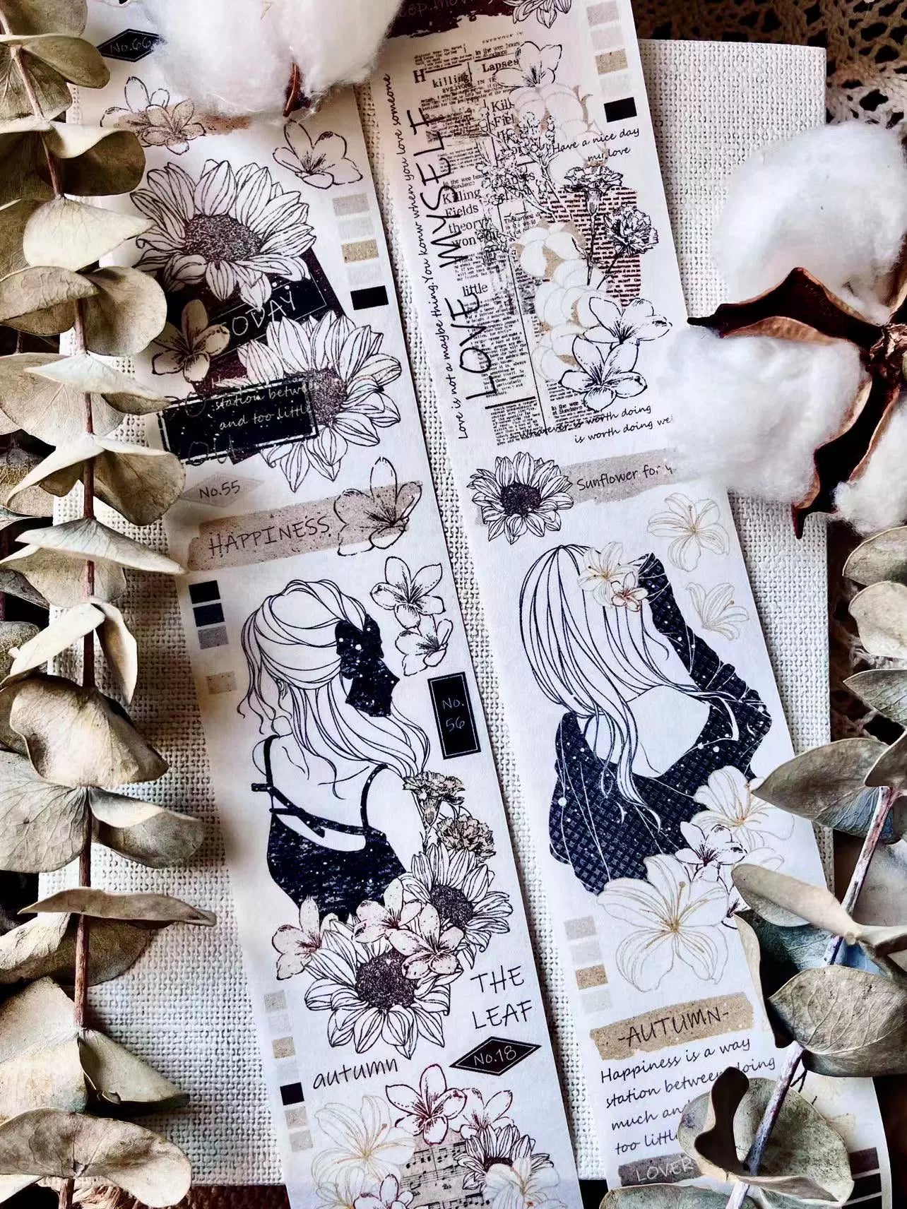 Linlanxi【Girl】Original Design New Product  Washi/Pet Tape Light Retro Character Style Long Loop Full Roll