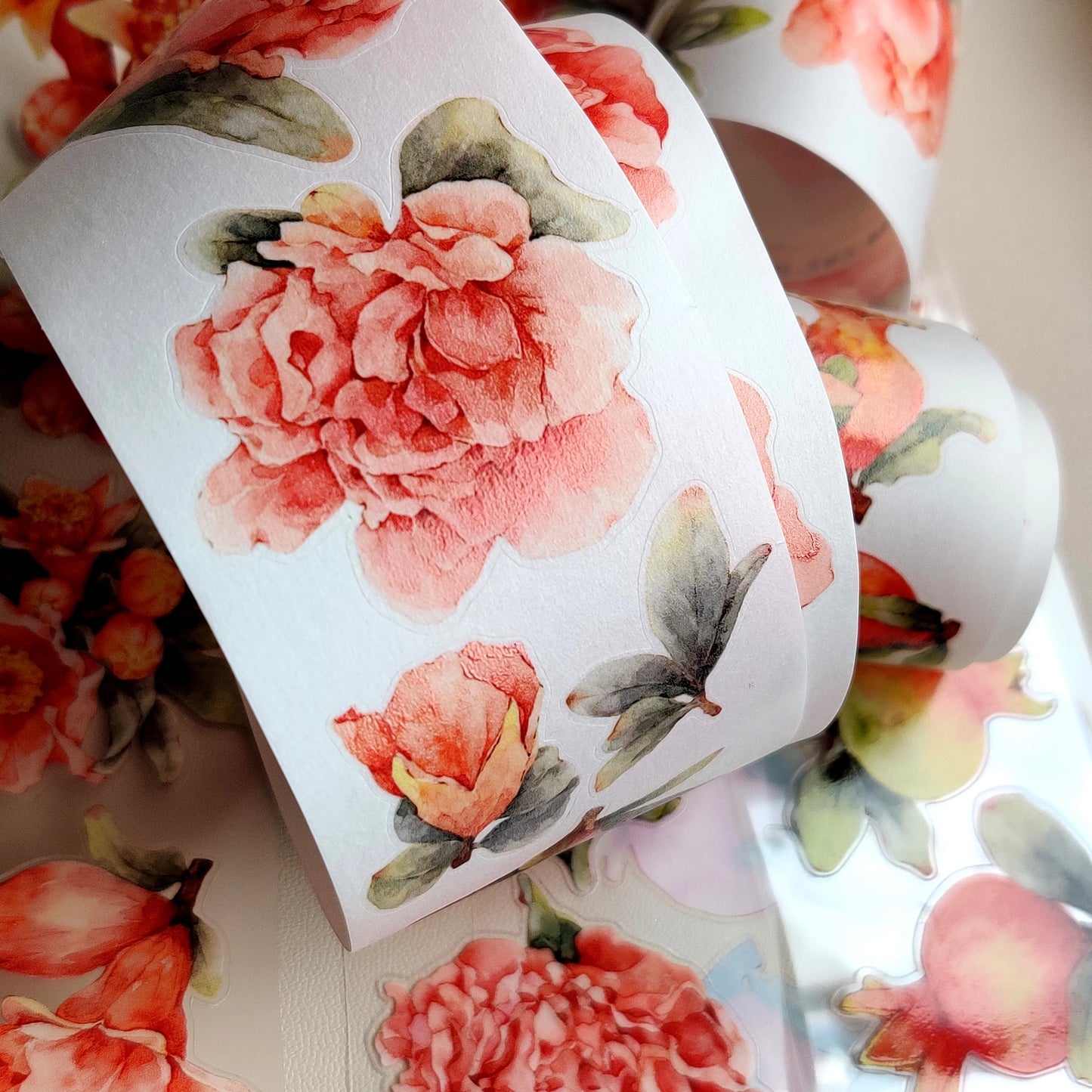 Xiangxiang Vol5 【Pomegranate Flower】Light Retro Character Scenery Orginal Design Washi Pet Tape Landscaping Stickers