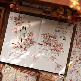 XiaoBaiJia【Begonia】Light Retro Orginal Design Washi Pet Floral Tape Light Retro Landscaping Stickers