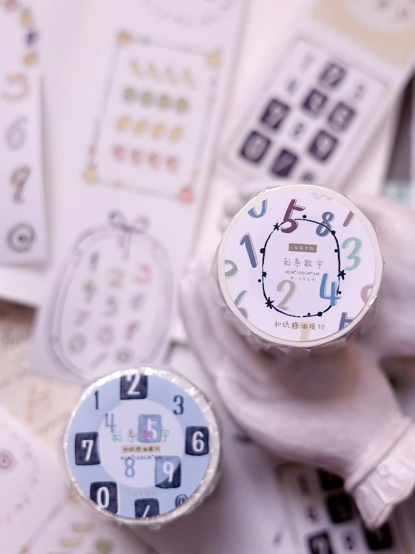 XiaoBaiJia Salt Series【Color Bar Numbers】Pre-cut Orginal Design Text Washi/Pet Tape Light Retro Stickers