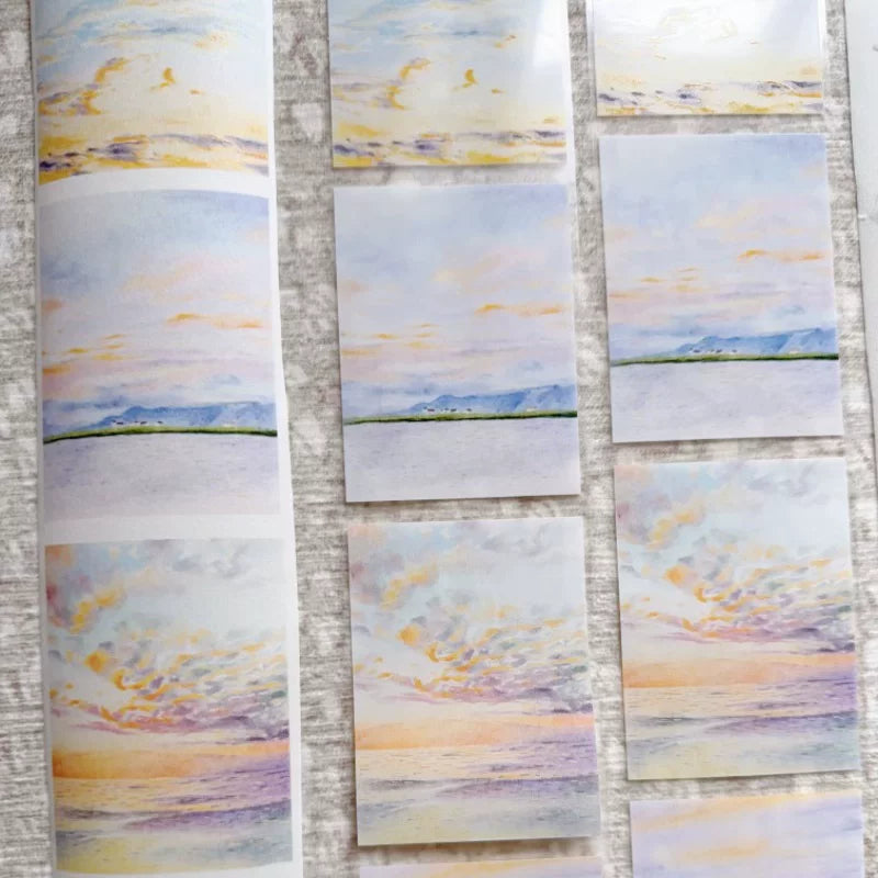 ZaoZao Vol3【Sky Color】Original Design Kiss-Cut Washi PET Tape Stickers,for Scrapbook Supplies,Journaling,Junk Journal,Bullet Journal,Planner Stickers