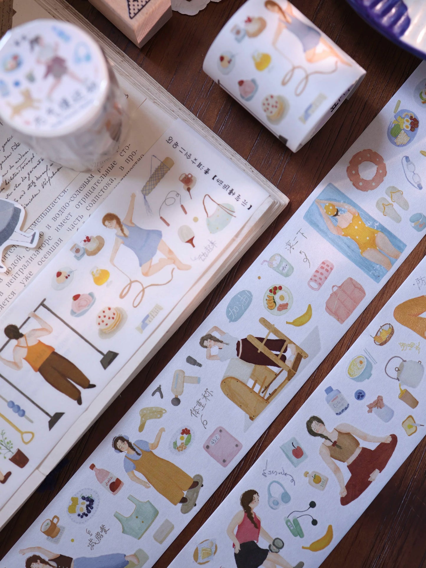 YiEr Vol8【Qi Qi Slow Movement】Salt Series Pre-cut Orginal Design Washi Tape and PET Stickers