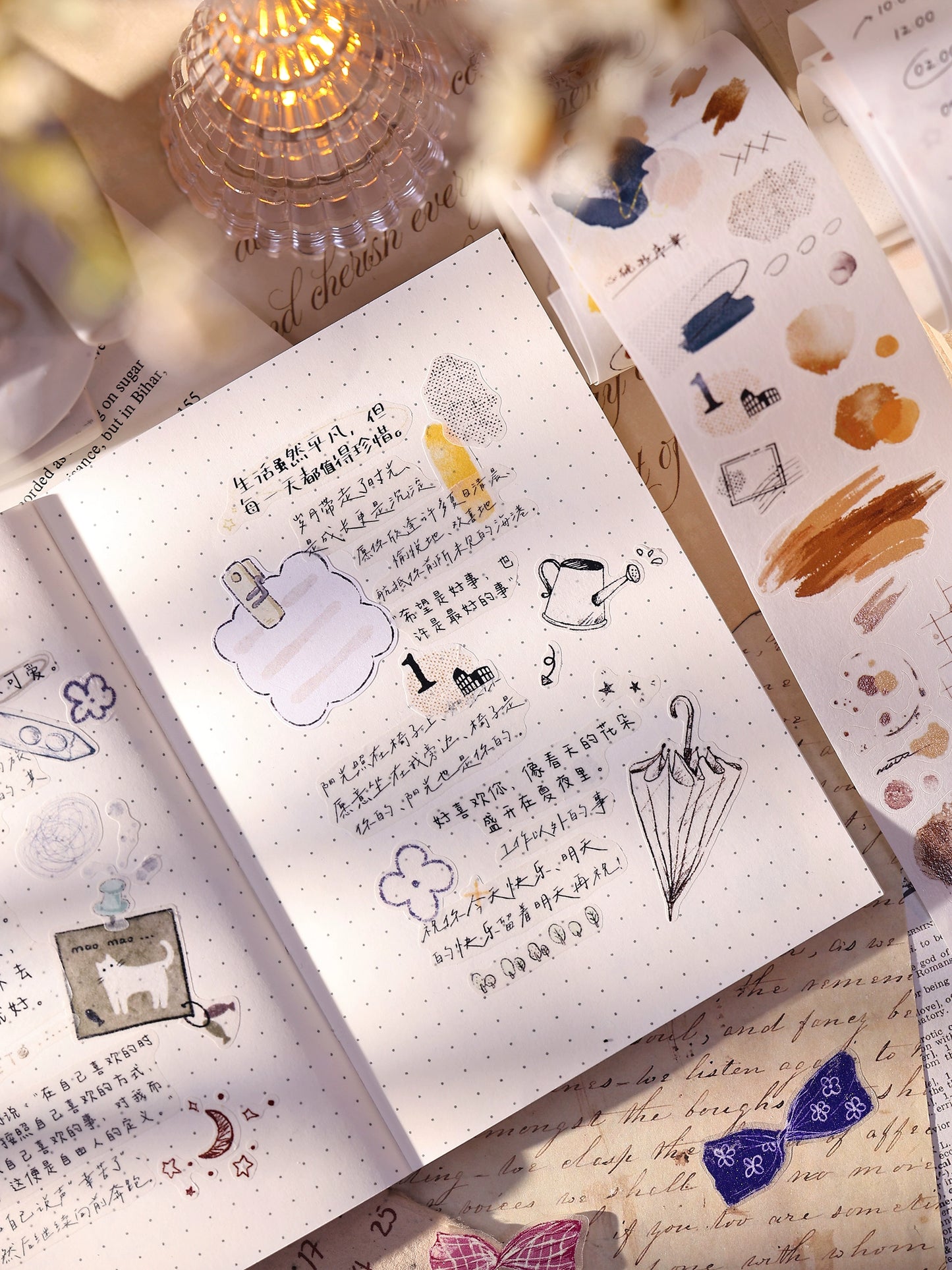 XiaoBaiJia Minimalist Style【Small Decoration】Light Retro Orginal Design Washi Pet Tape Landscape Stickers