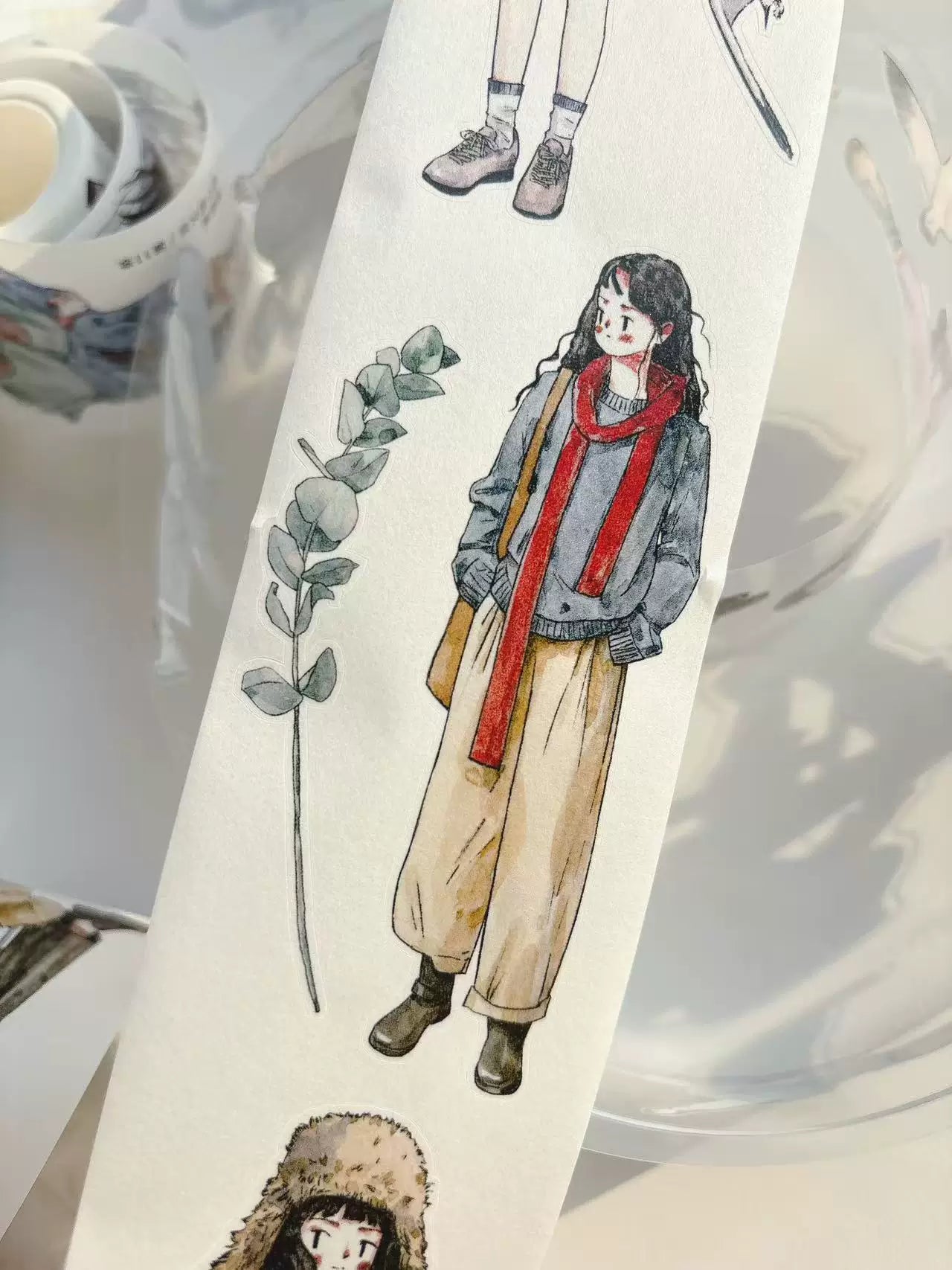 Kaixiaoxun Vol11【Slow Narrative Collection】 Pre-Cut Long Loop Washi/Matte PET Tape for Scrapbook Supplies,Junk Journal Supplies