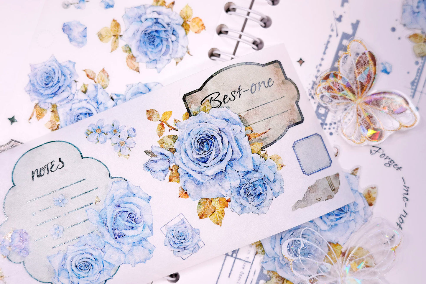 XiaoBaiJia Salt Series【Clear Dew】Pre-cut Orginal Design Floral Washi/Pet Tape Light Retro Stickers