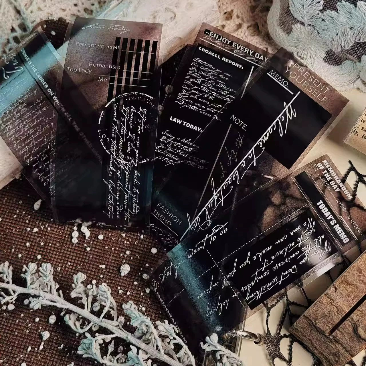 Linlanxi【Plain Semi Transparent Sticky Notes】Original Design Black and White Half Transparent Memo Washi/Pet Tape