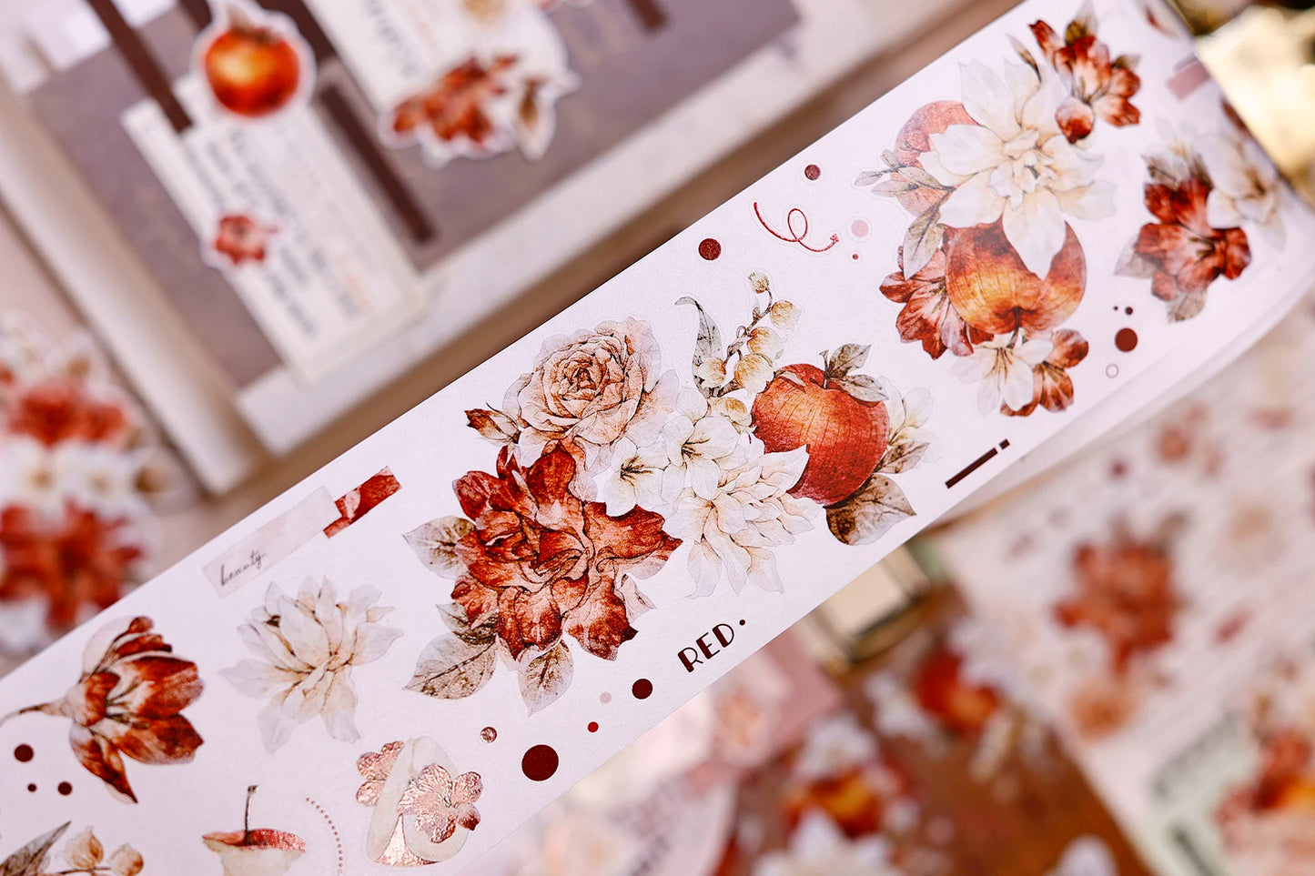 XiaoBaiJia【Sweet Dream Blossoms】Orginal Design Kiss-cut Washi/Pet Floral Tape Light Retro Landscaping Stickers