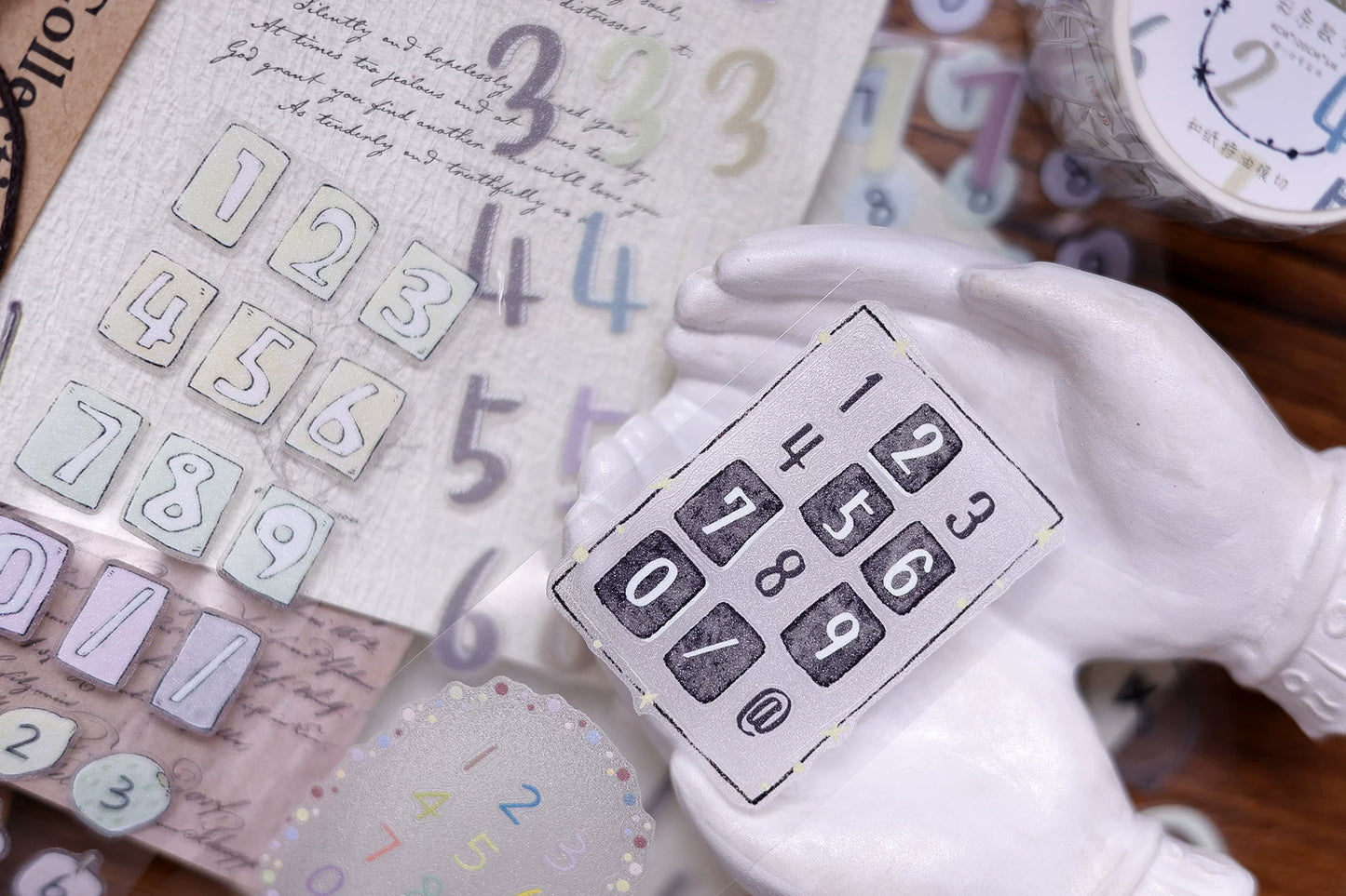 XiaoBaiJia Salt Series【Color Bar Numbers】Pre-cut Orginal Design Text Washi/Pet Tape Light Retro Stickers