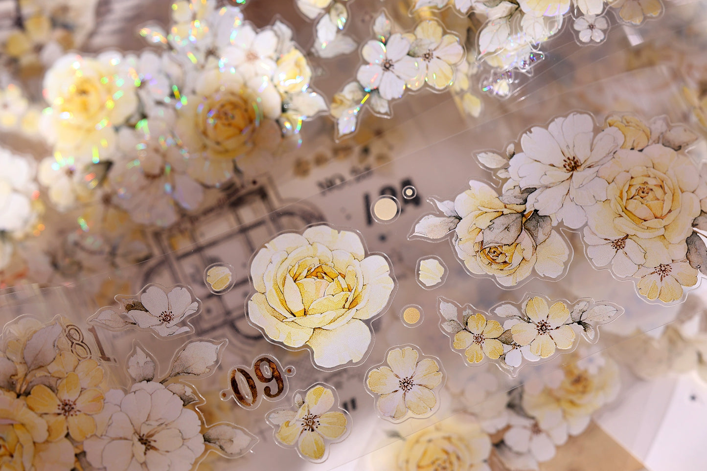 XiaoBaiJia【Yellow Rose】Light Retro Orginal Design Washi Pet Tape Landscape Stickers