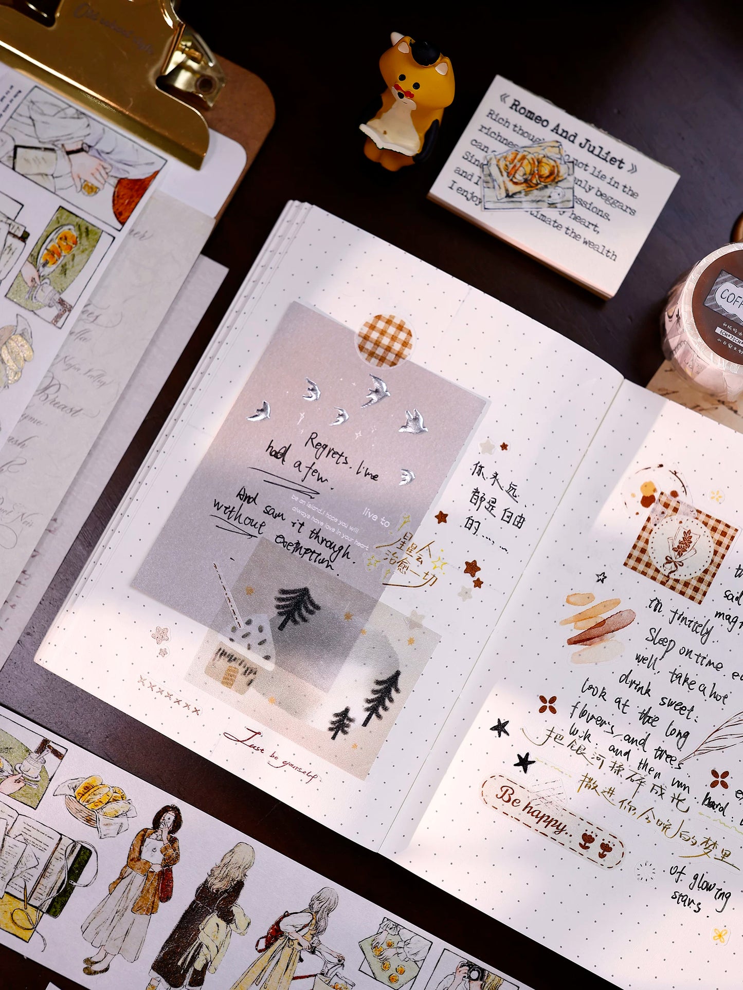XiaoBaiJia Salt Series【Caramel Collection】Pre-cut Orginal Design Vintage Small Decorative Frame Washi/Pet Tape Light Retro Stickers