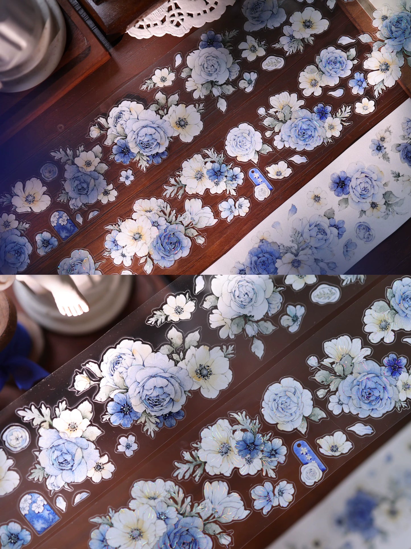 YiEr Vol17【Blue-Violet Flower】Kiss-cut Floral Washi Tape and PET Stickers