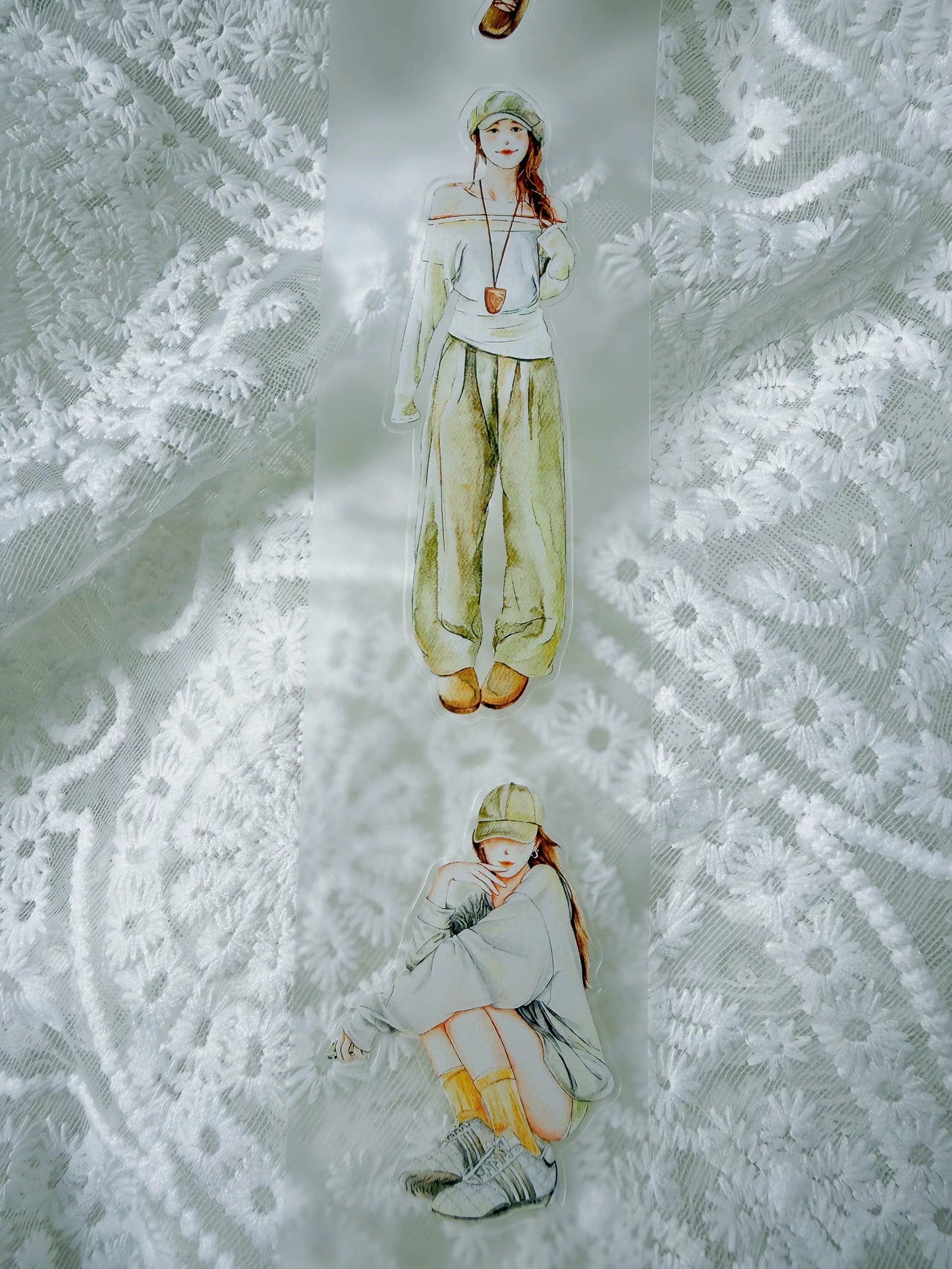 ZaoZao Vol4【XinXin】Original Design Kiss-Cut Washi PET Tape Stickers,for Scrapbook Supplies,Journaling,Junk Journal,Bullet Journal,Planner Stickers