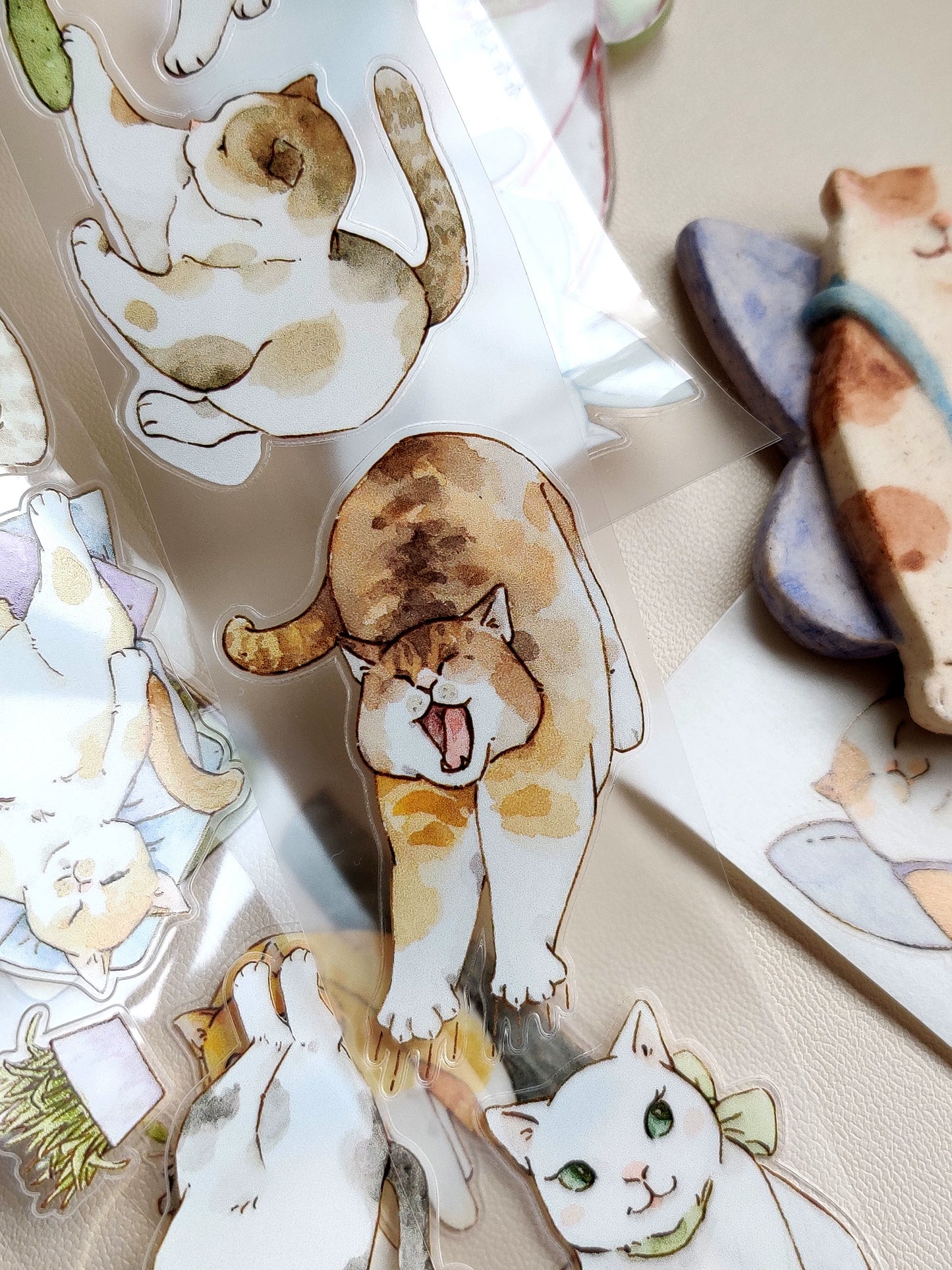 Xiangxiang Vol5【Meow】Light Retro Animal Orginal Design Washi Pet Tape Landscaping Stickers