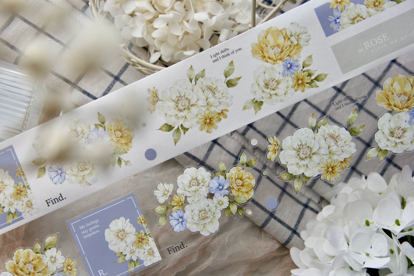 TianCheng-Vol8【Blooming Rose】Floral Washi PET Tape,for Scrapbook Supplies,Scrapbook Tape Stickers,Junk Journal Supplies