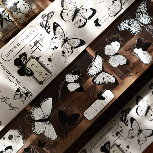 YiEr Vol15【Butterfly Habitat】Orginal Design Pre-cut Washi/Pet Floral Tape Light Retro Landscaping Stickers