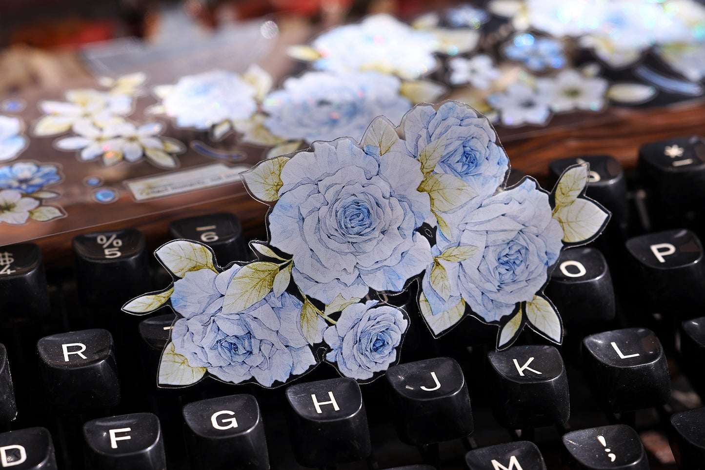 XiaoBaiJia【Jian Shi Blue】Light Retro Orginal Design Washi Pet Tape Landscape Stickers