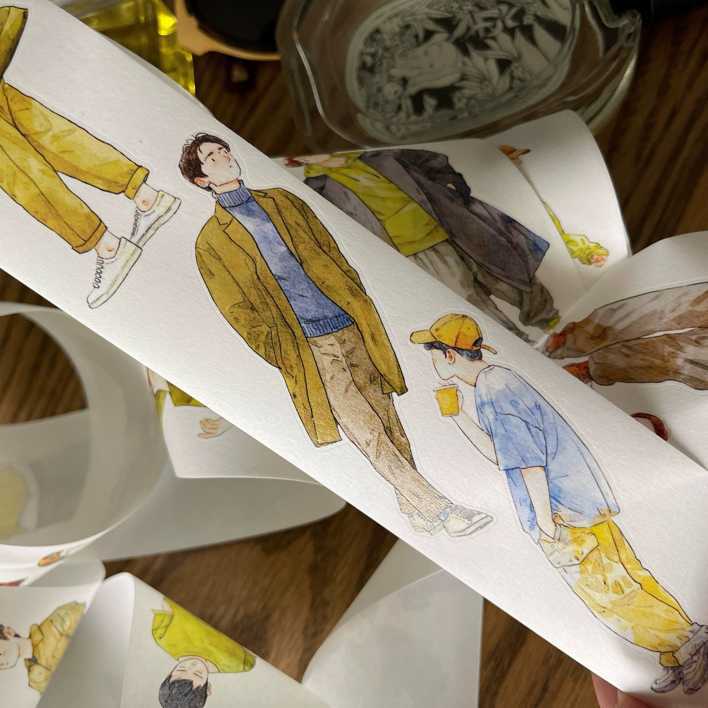 DingDing Vol10【34#That Cute Guy】Original Design Pre-Cut Washi/PET Tape Stickers,for Scrapbook Supplies,Journaling,Junk Journal,Bullet Journal,Planner Stickers