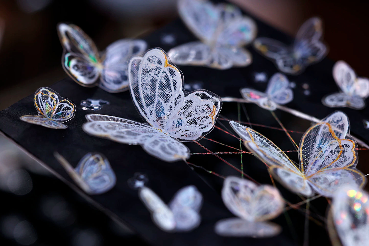 XiaoBaiJia Salt Series【Butterfly Feathers Chasing Light】Orginal Design Kiss-cut Washi/Pet Floral Tape Light Retro Landscaping Stickers