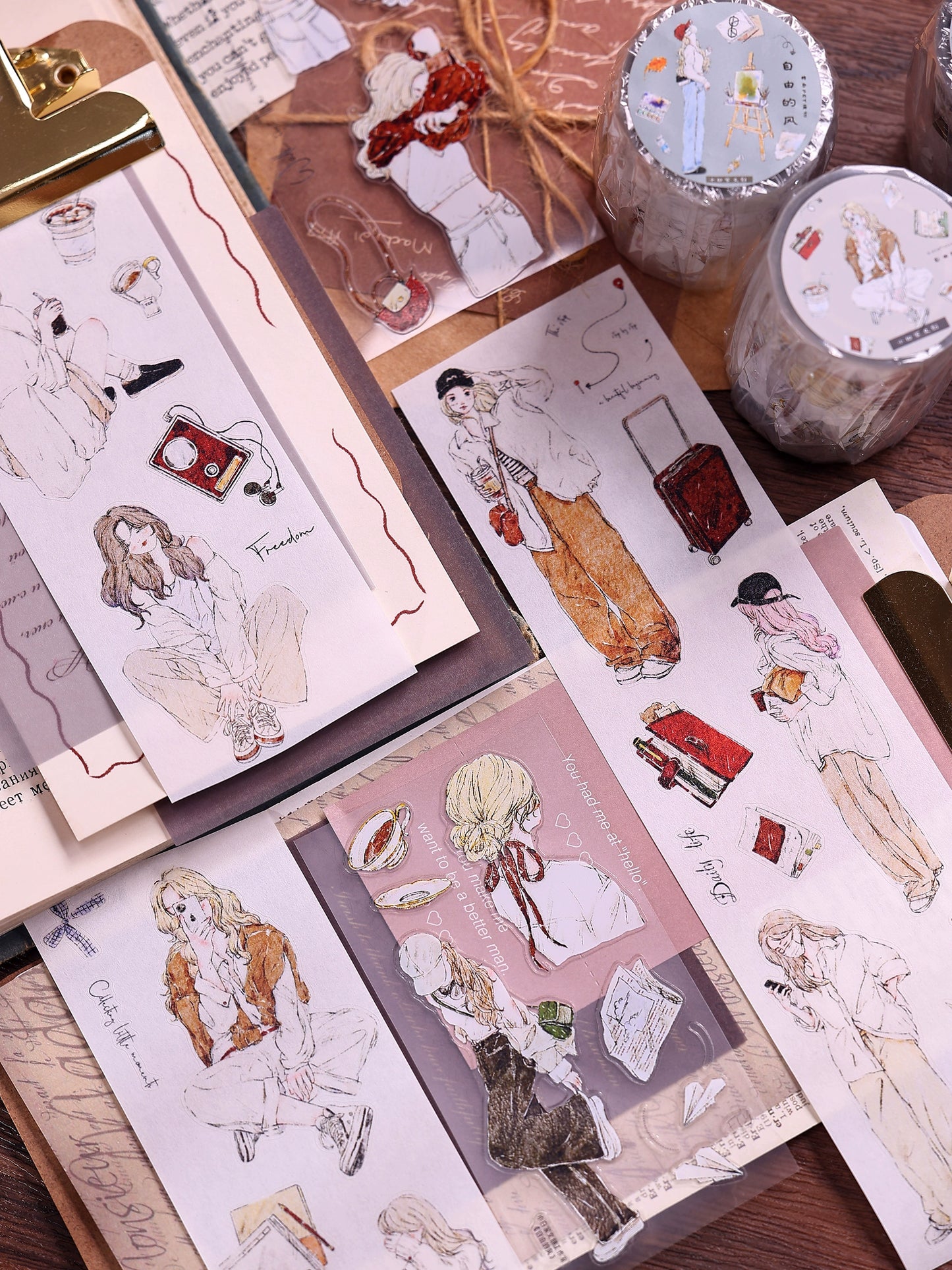 XiaoBaiJia Minimalist Style【Free Wind】Light Retro Orginal Design Washi Pet Tape Landscape Stickers