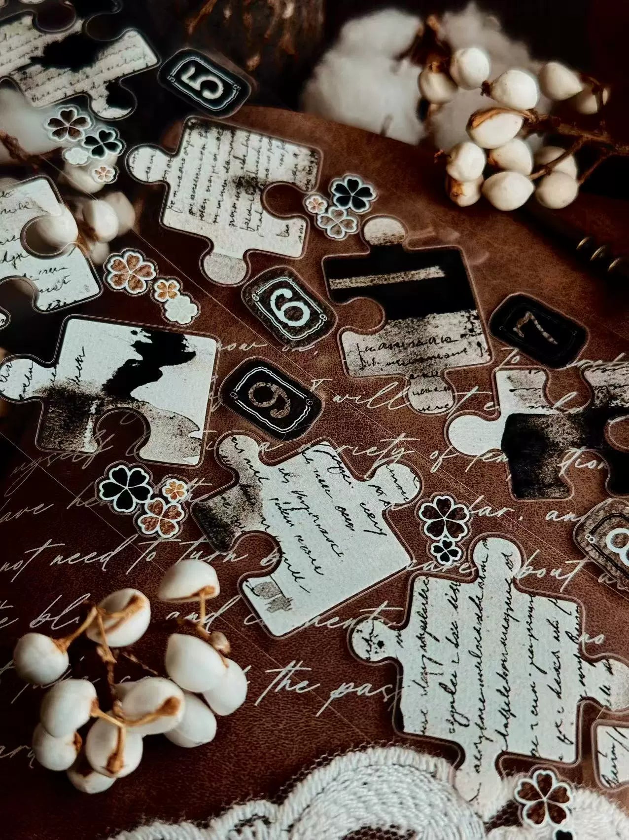 Linlanxi 【Puzzle Painting】Original  Pre-cut Washi/Pet Tape,New Fashion Retro Wider English Counted Tape