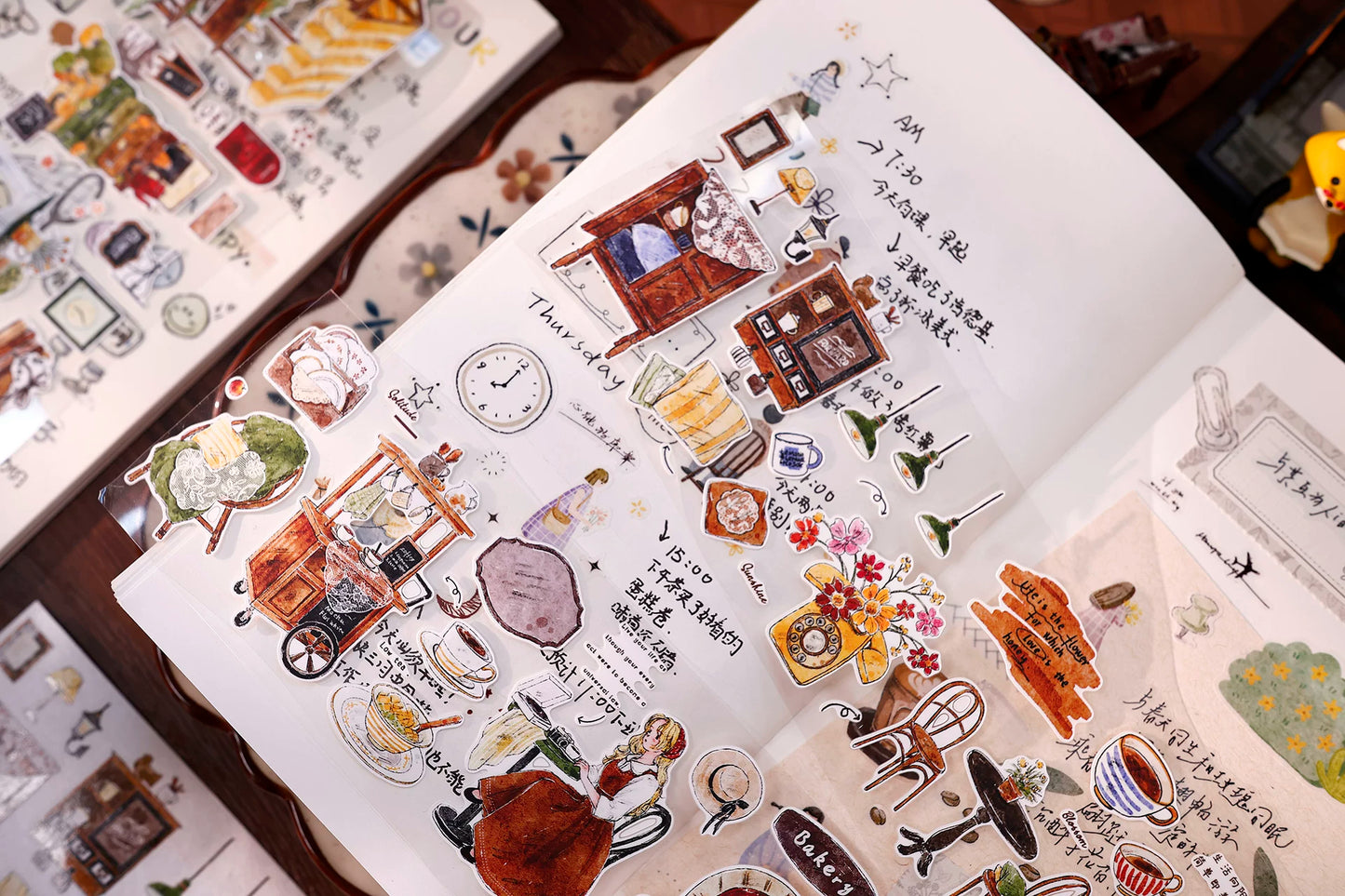 XiaoBaiJia Salt Series【Warm Light and Leisurely Delights】Pre-cut Orginal Design Vintage Scene Washi/Pet Tape Light Retro Stickers