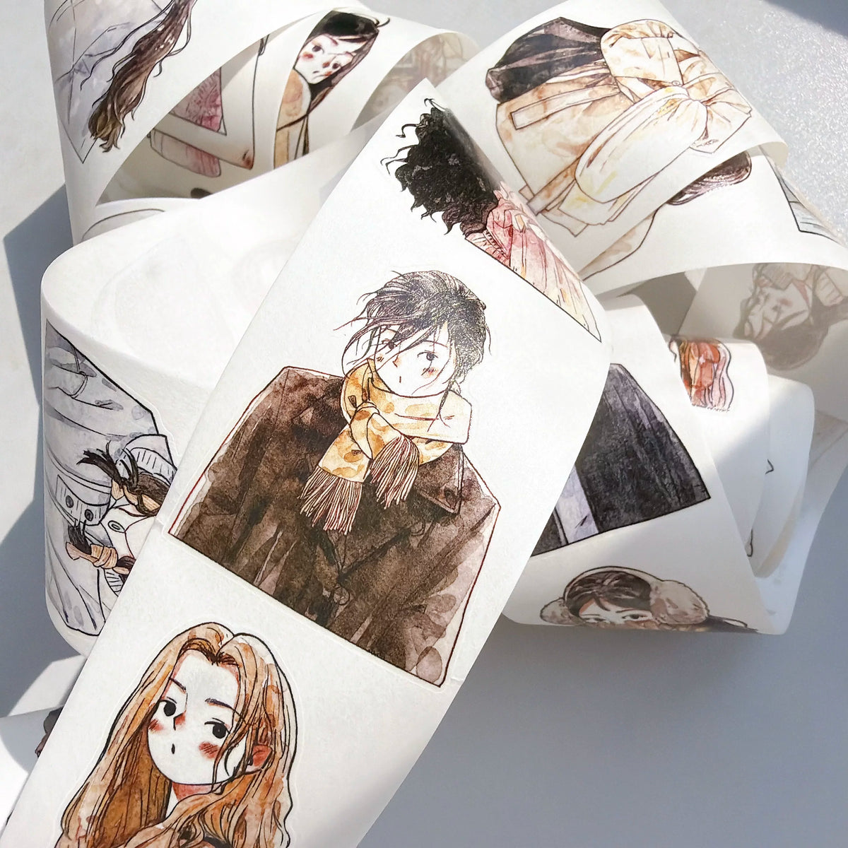 Kaixiaoxun Vol14【Small Avatar】 Pre-Cut Long Loop Washi/Matte PET Tape for Scrapbook Supplies,Junk Journal Supplies