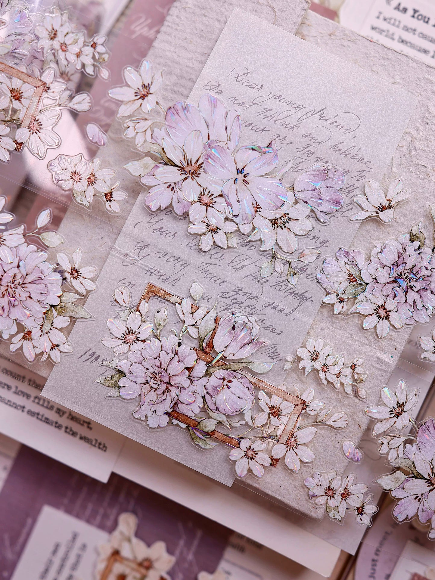 XiaoBaiJia Salt Series【Smoky Purple】Pre-cut Orginal Design Washi/Pet Tape Light Retro Stickers