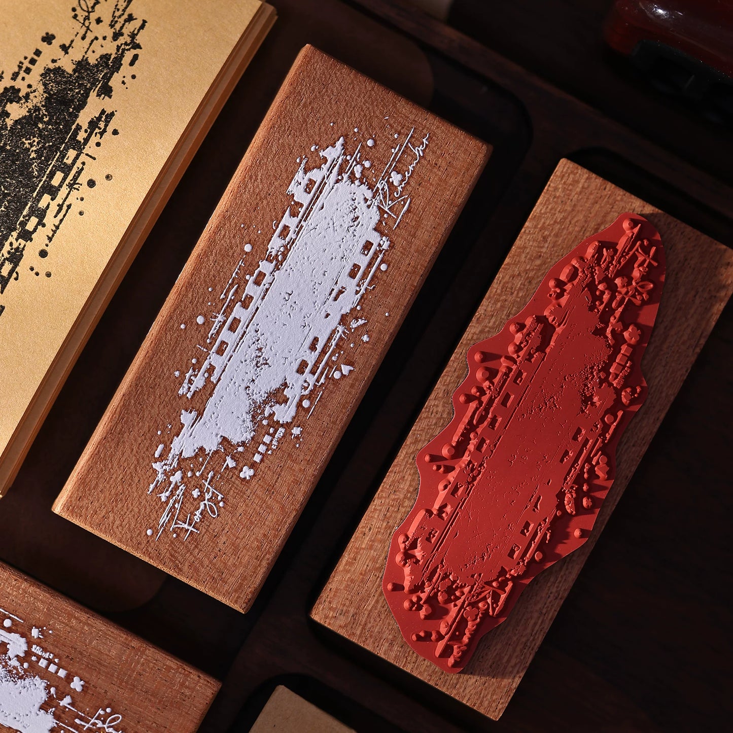 XiaoBaiJia【Basic Salt Backgroud Stamp】Imported Shabili Red Rubber and Maple Wood Stamp
