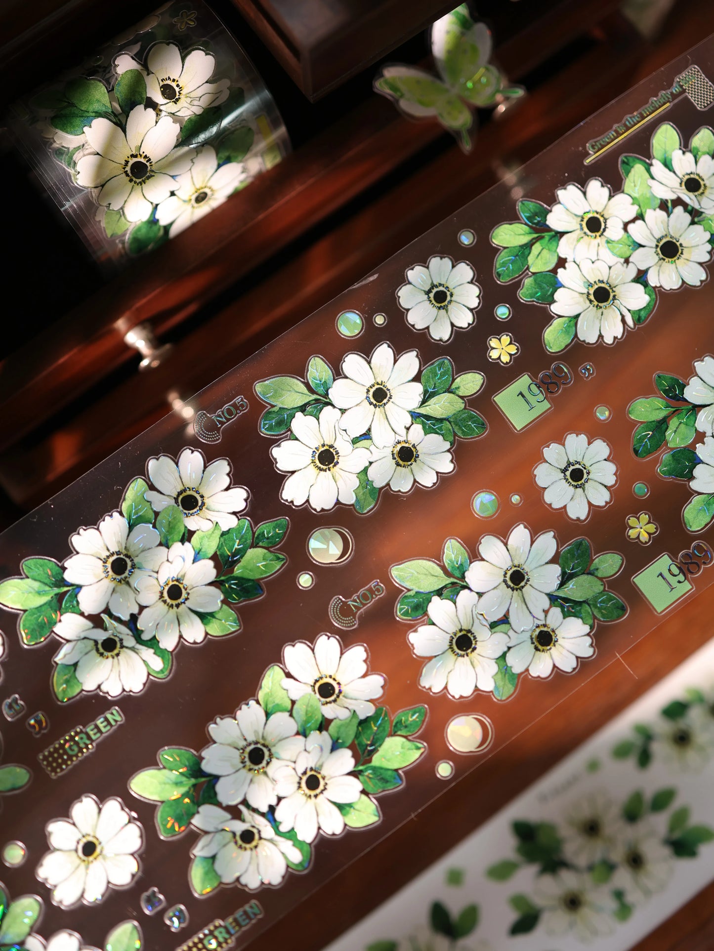 YiEr Vol17【Spring Field Green Letter】Kiss-cut Floral Washi Tape and PET Stickers