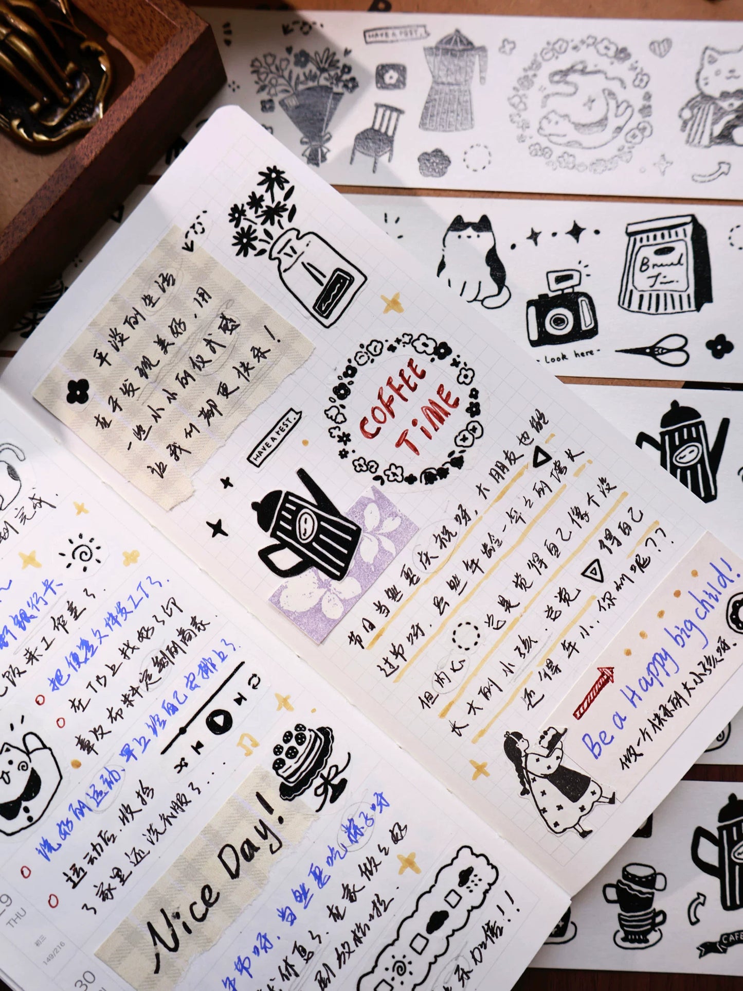YiEr Minimalist Style Vol4【Cat Cafe Daily】Light Retro Orginal Design Washi Pet Tape Landscape Stickers