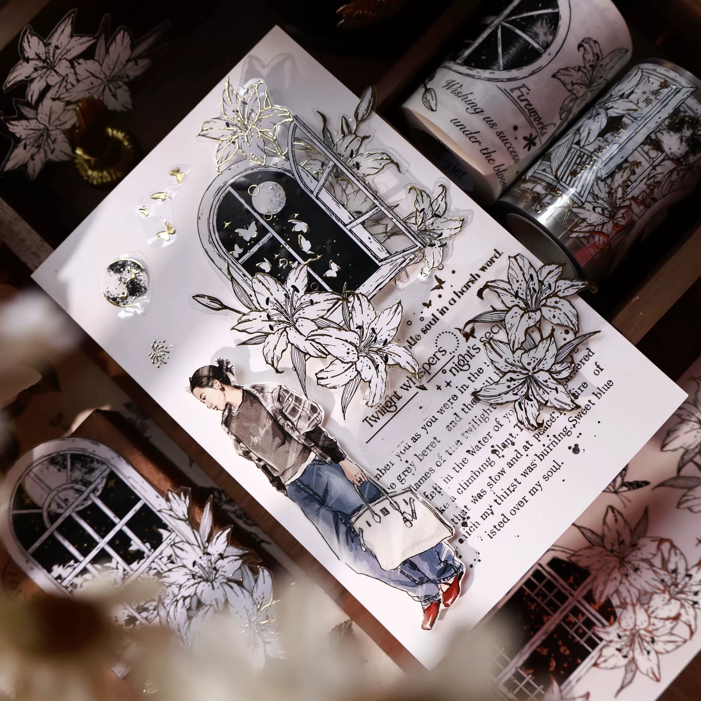 YiEr Vol14【Lily Window】Lily  Washi Tape and PET Stickers