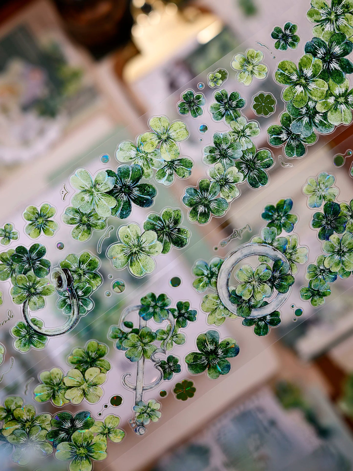 XiaoBaiJia【four-leaf clover】Orginal Design Kiss-cut Washi/Pet Floral Tape Light Retro Landscaping Stickers