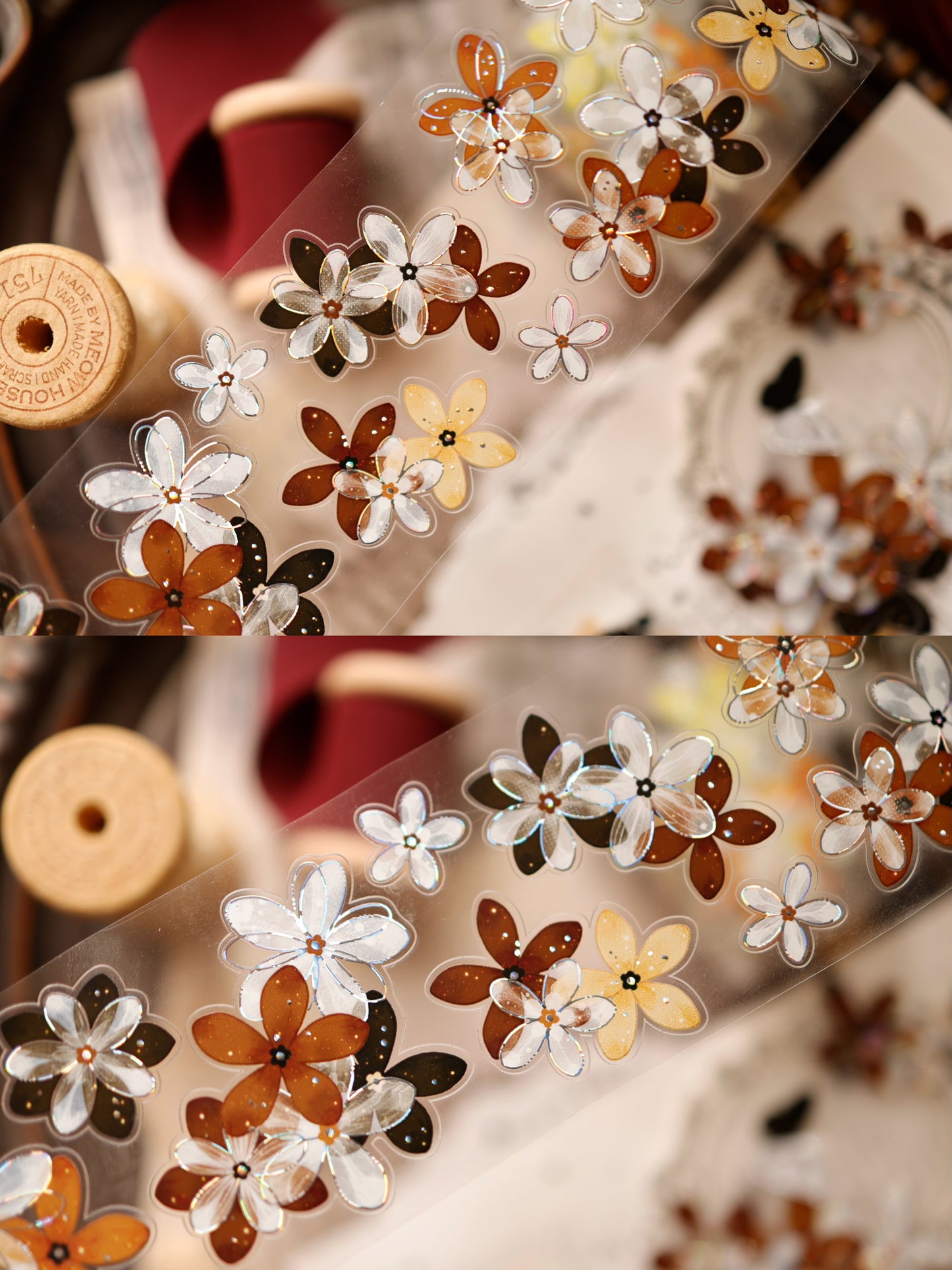 YiEr Vol17【Flowers on the Path】Kiss-cut Light Retro Floral Washi Tape and PET Stickers
