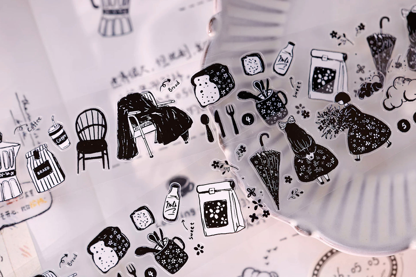 XiaoBaiJia Salt Series【Plain Color Painting】Pre-cut Orginal Design Mall Figures Embellish Washi/Pet Tape Light Retro Stickers