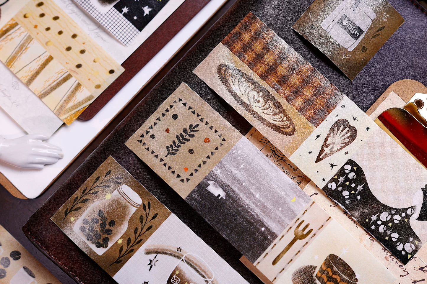 XiaoBaiJia Salt Series【Caffeine-Related Code Words】Pre-cut Orginal Design Vintage Coffee Washi/Pet Tape Light Retro Stickers