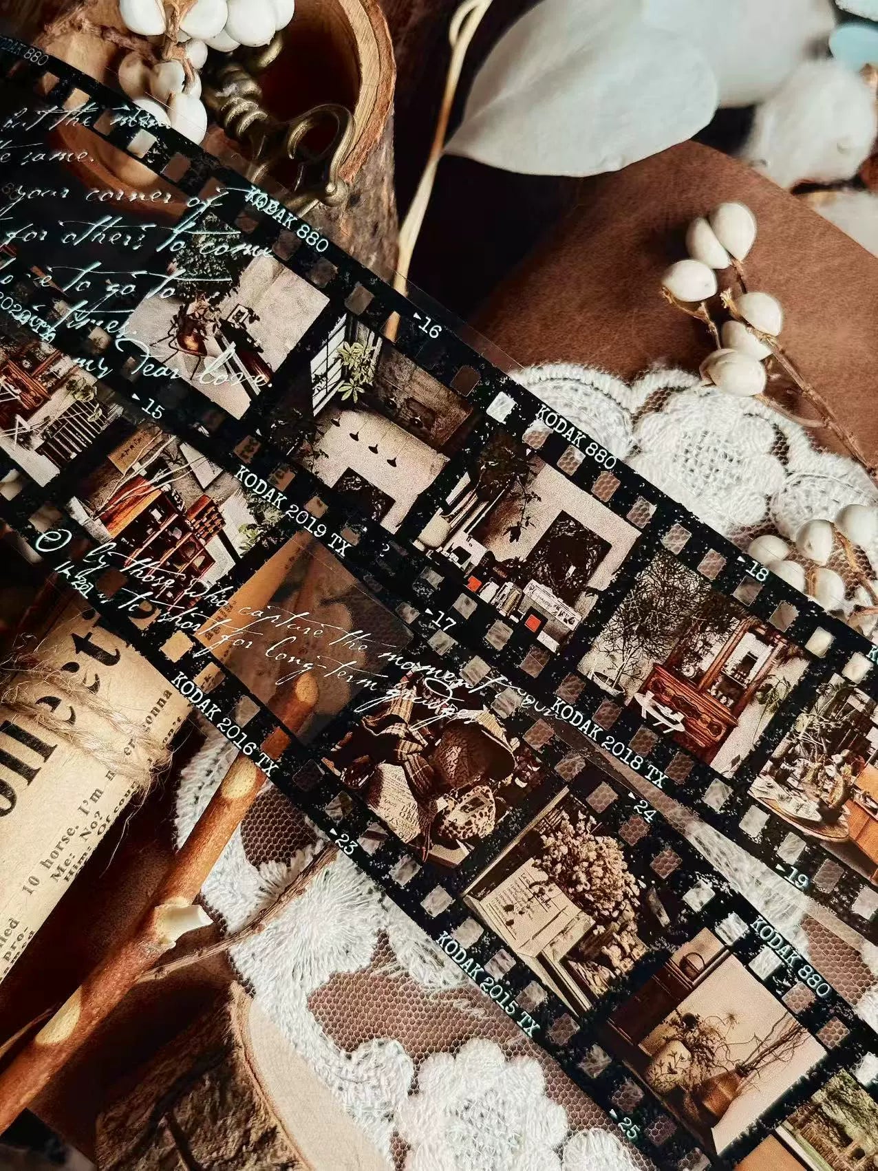 Linlanxi【Memories of Time】Original Washi/Pet Tape New Retro Life Old Film Series Decorative Tape Long Loop Full Roll