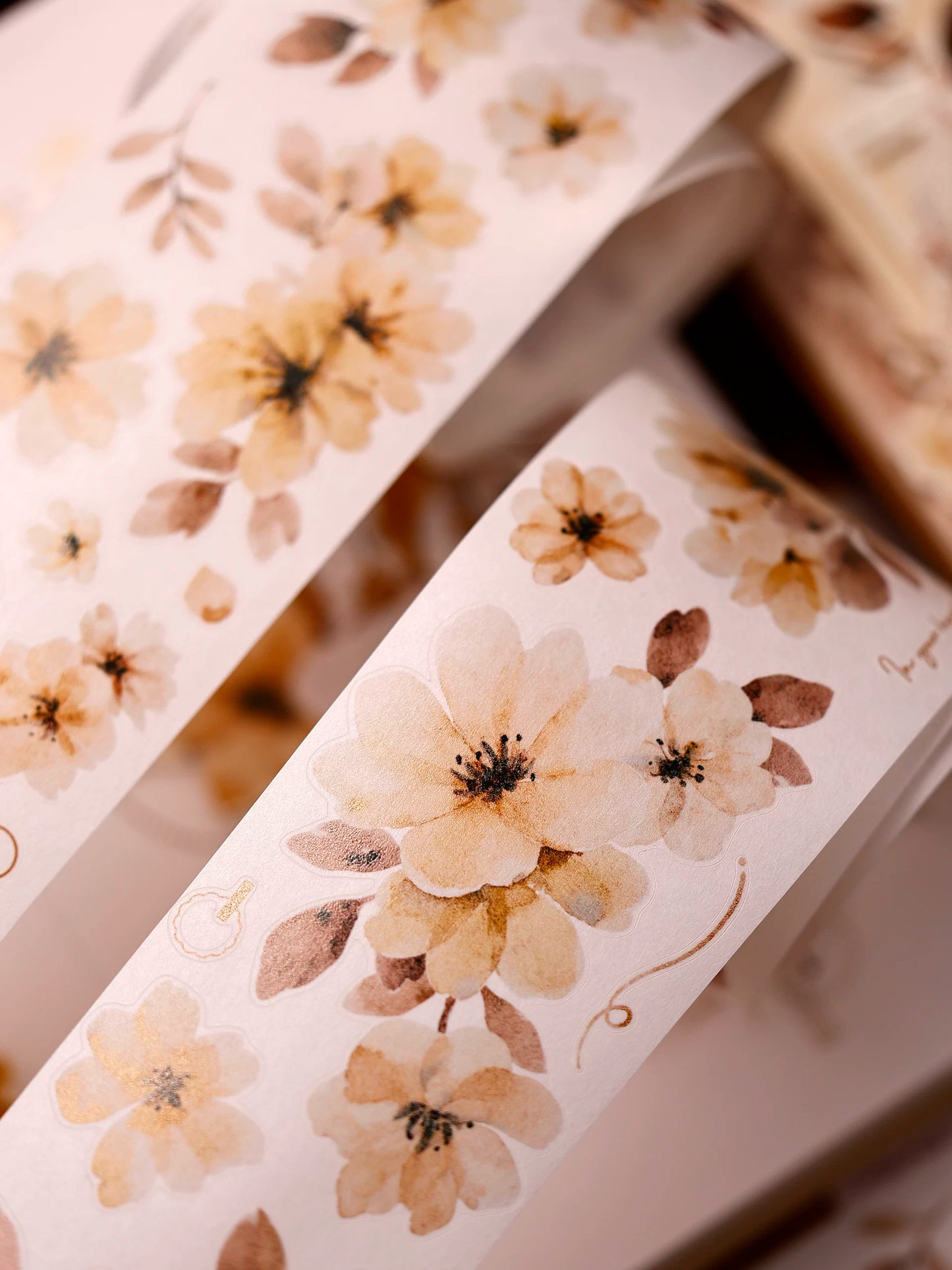 XiaoBaiJia Salt Series【Warm Yellow Fragrant Branches】Pre-cut Orginal Design Washi/Pet Tape Light Retro Stickers