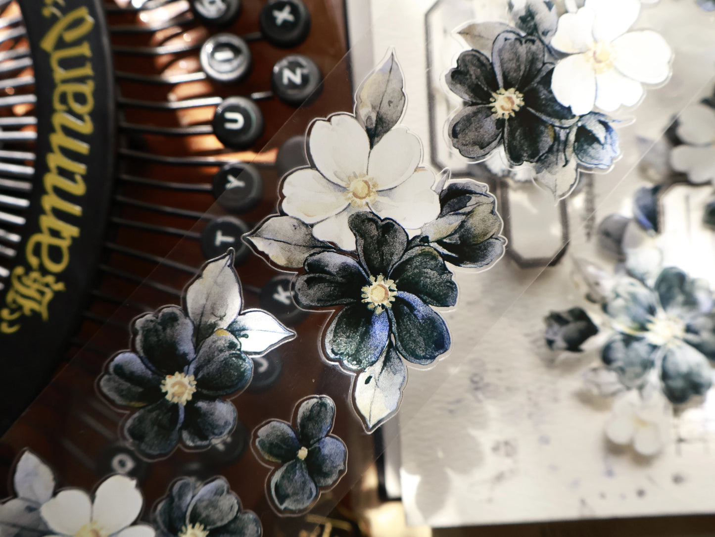 YiEr Vol15【Black and White Narrative Language】Orginal Design Pre-cut Washi/Pet Floral Tape Light Retro Landscaping Stickers