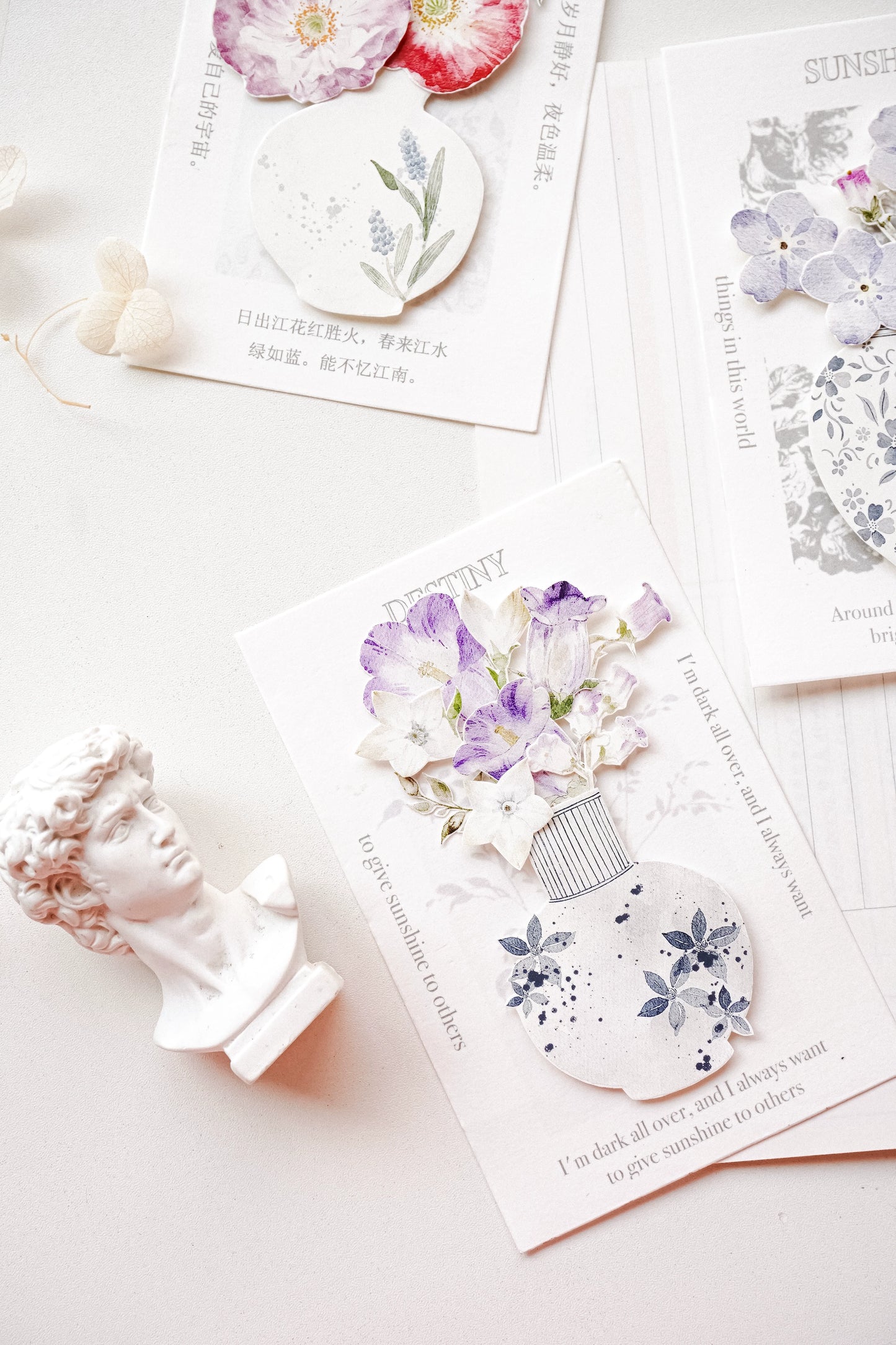 YuanZi Vol7【A Touch of Spring】Orginal Design Washi/Pet Tape Light Retro Flowers Stickers,for Scrapbook Supplies,Scrapbook Tape Stickers,Junk Journal Supplies