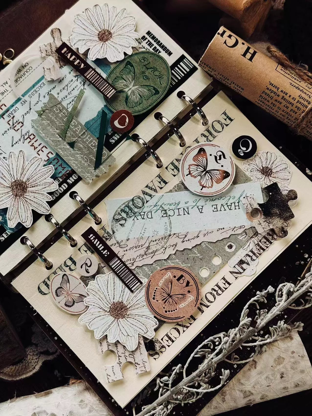 Linlanxi 【Residual Charm and Flowing Light】Original Pre-cut Washi/Pet Tape,New Fashion Retro Wider English Text