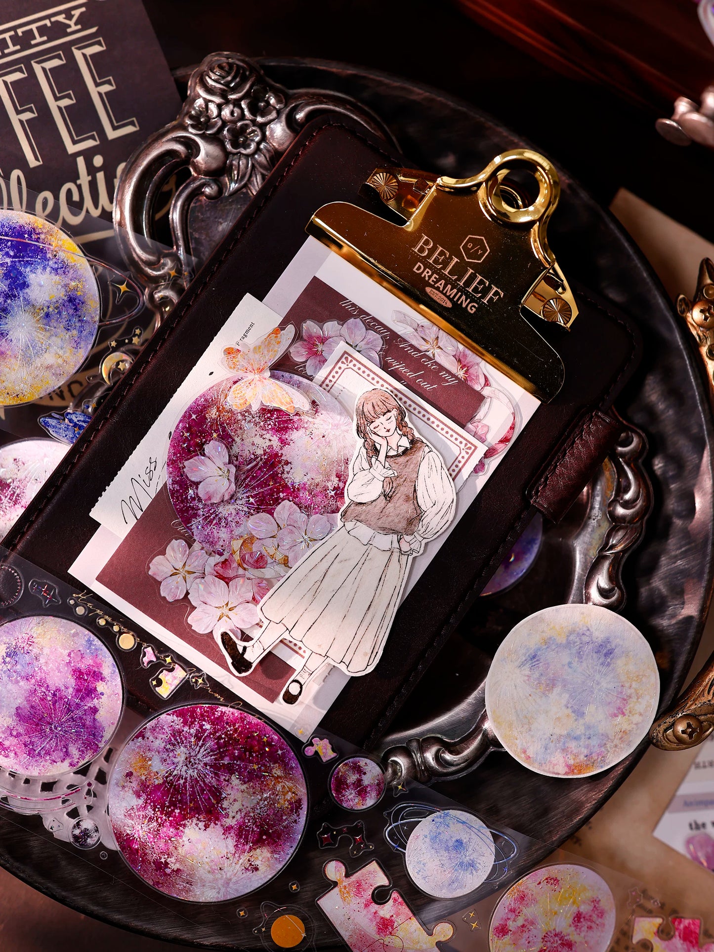 XiaoBaiJia【Starfall】Pre-cut Dream Planet Orginal Design Washi Pet Tape Light Retro Stickers