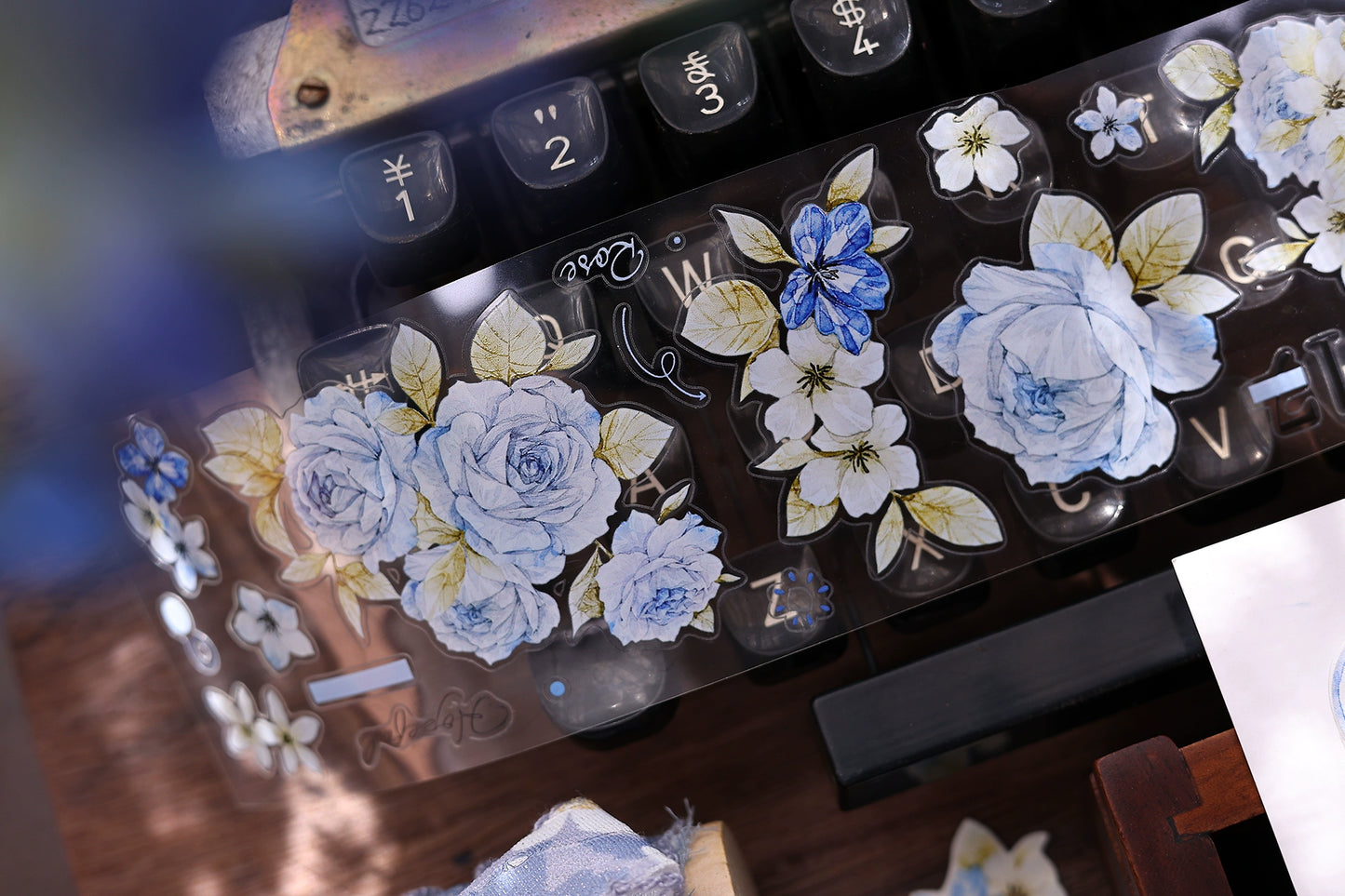 XiaoBaiJia【Jian Shi Blue】Light Retro Orginal Design Washi Pet Tape Landscape Stickers