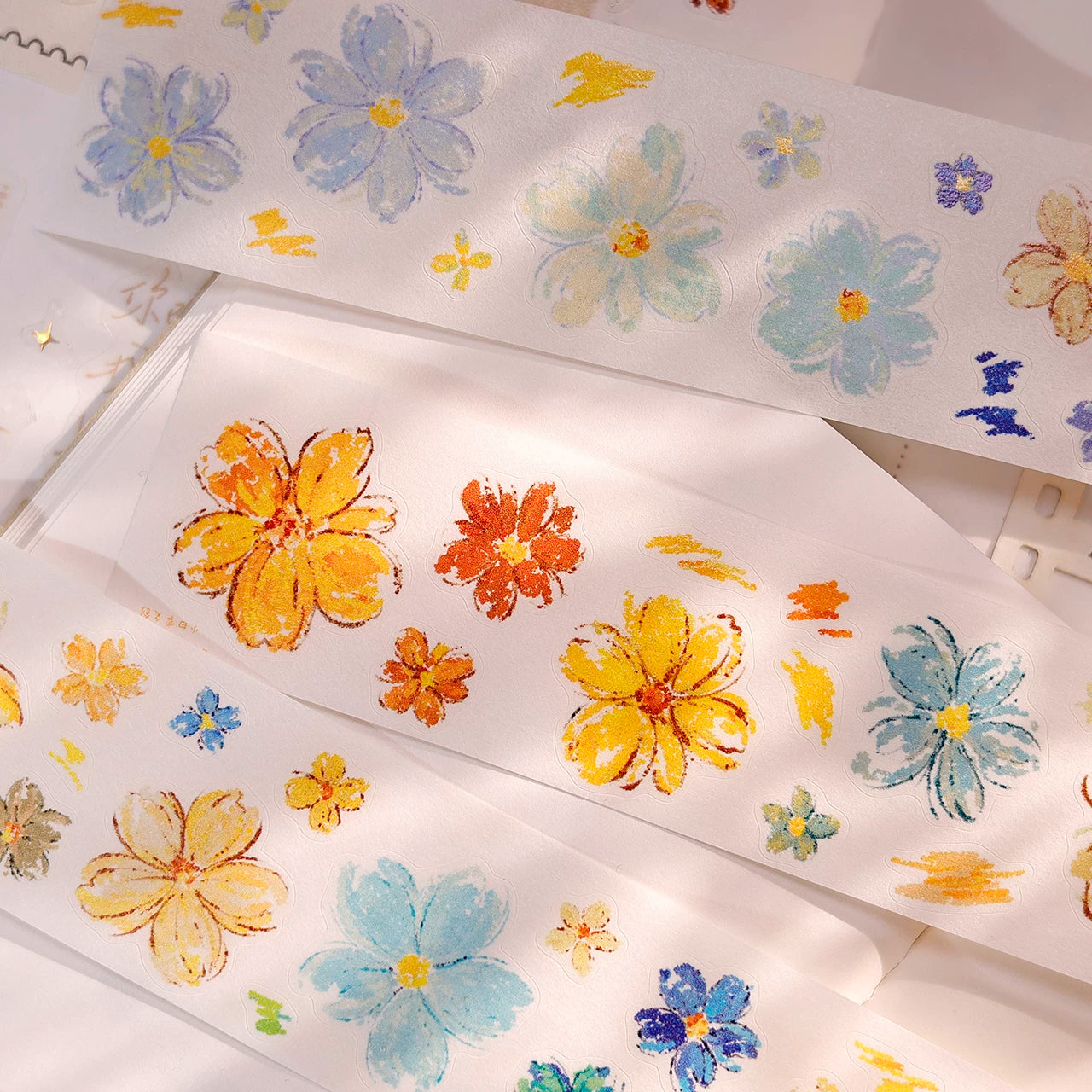 XiaoBaiJia Salt Series【Shallow Salt Flower Town】Pre-cut Orginal Design Flora Washi/Pet Tape Light Retro Stickers