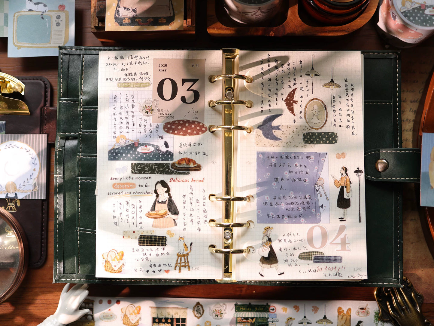 YiEr Vol17【Patchwork Floral】Kiss-cut Light Retro Floral Washi Tape and PET Stickers
