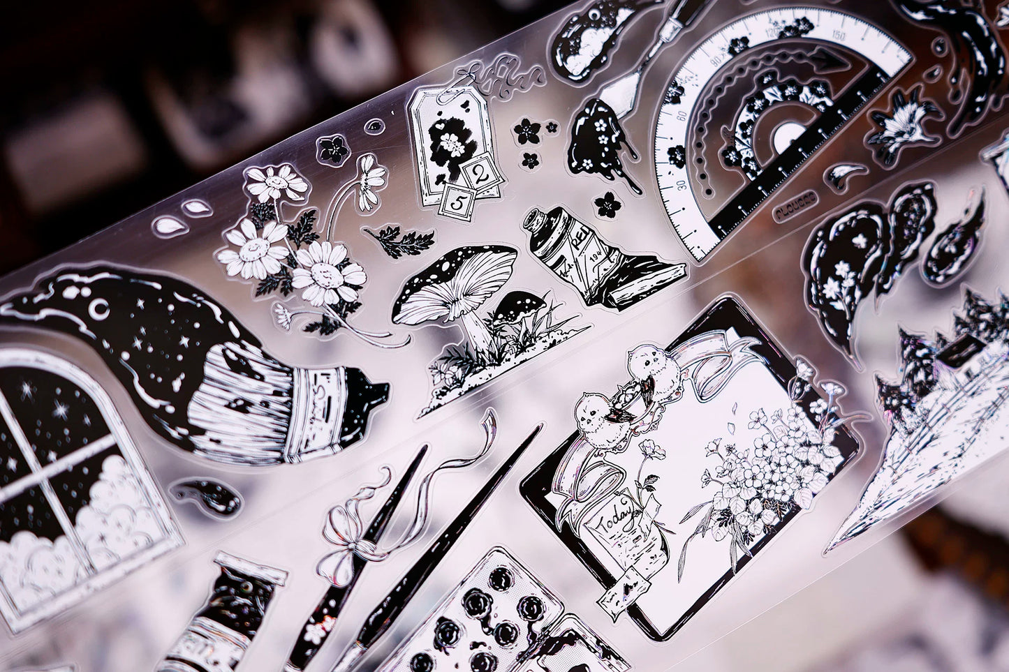 XiaoBaiJia Salt Series【Black and White Art World】Pre-cut Orginal Design Washi/Pet Tape Light Retro Stickers